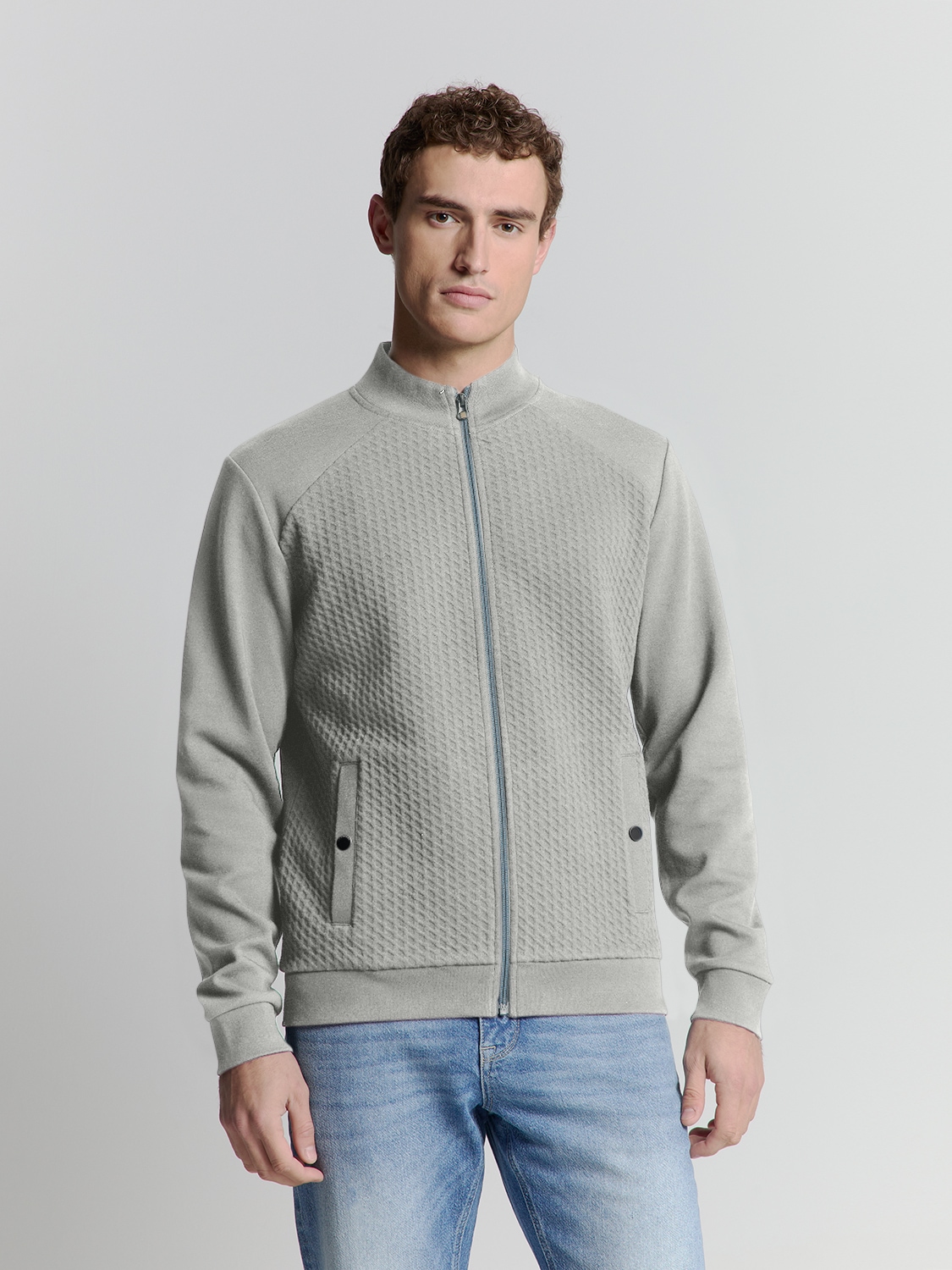 NO EXCESS Sweater "No Excess Jacquard sweatshirt mit Vollreißverschluss" günstig online kaufen