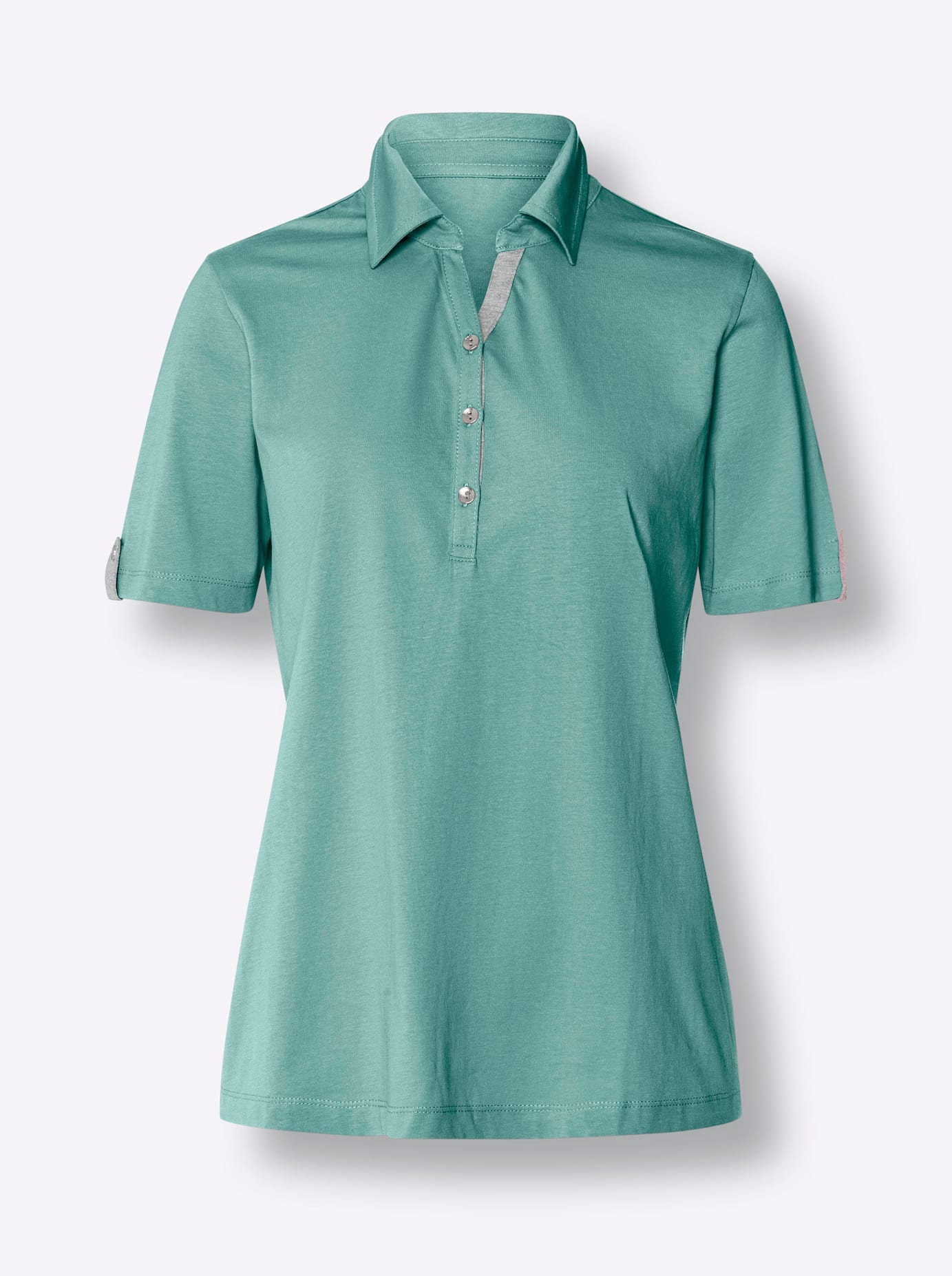 Poloshirt CLASSIC BASICS "Poloshirt", Damen, Gr. 40, grün (salbei), 100% Baumwolle, unifarben, Shirts 2