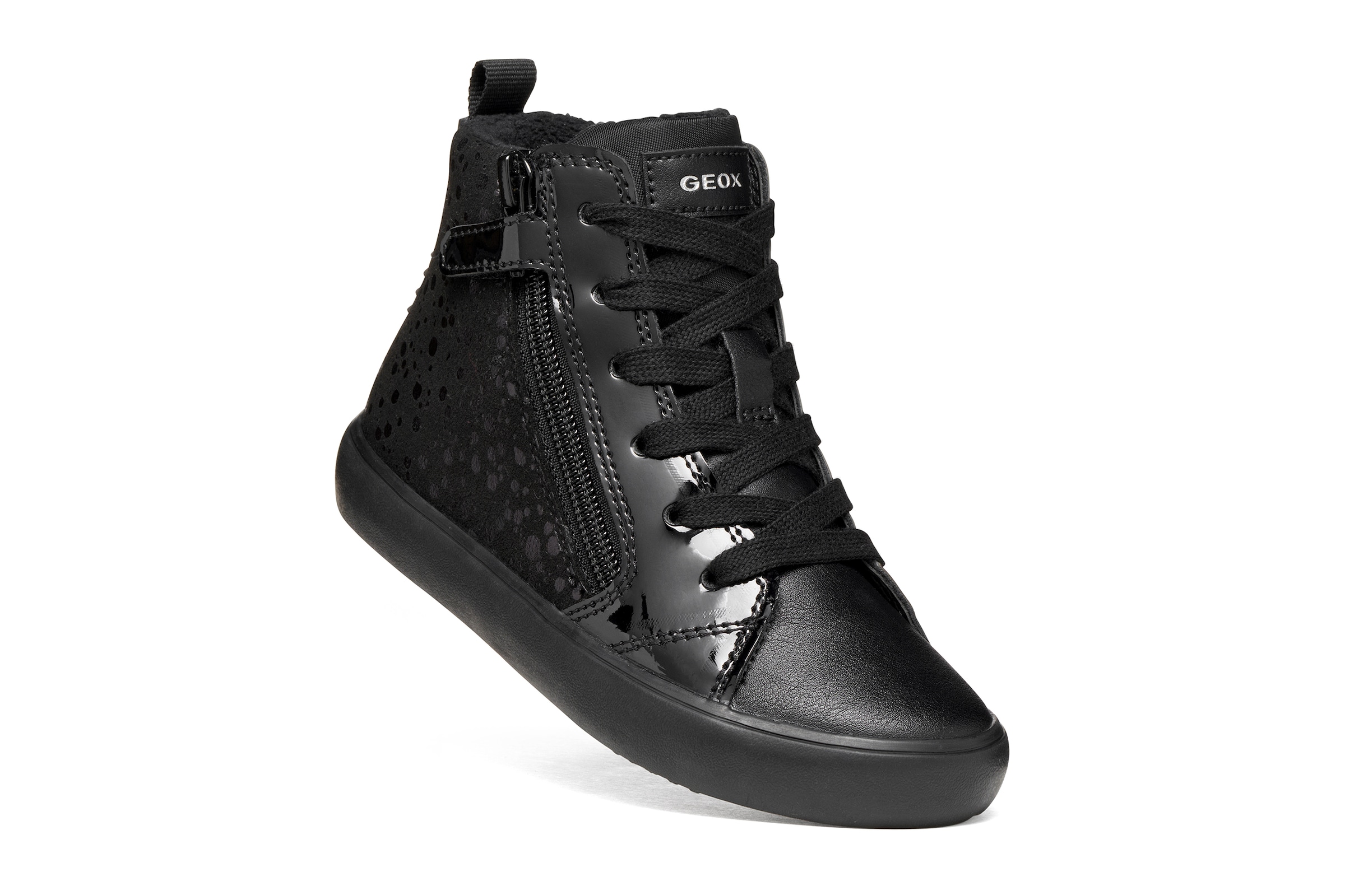 Geox Sneaker »J GISLI GIRL«  Schnürboots in Metallicoptik, Warmfutter, Größenschablone zum Download