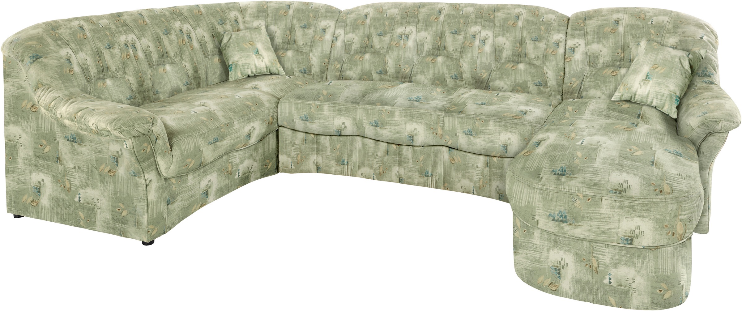 Wohnlandschaft DOMO COLLECTION "Bahia U-Form, B/T: 308/200 cm, mit Federkern, belastbar bis 140kg/Sitz", grün, Sofas, B/H/T: 308cm x 91cm x 200cm, Luxus-Microfaser, Recamiere rechts, Luxus-Microfaser (100% Polyester), mit Muster;Struktur (100% Polyester),