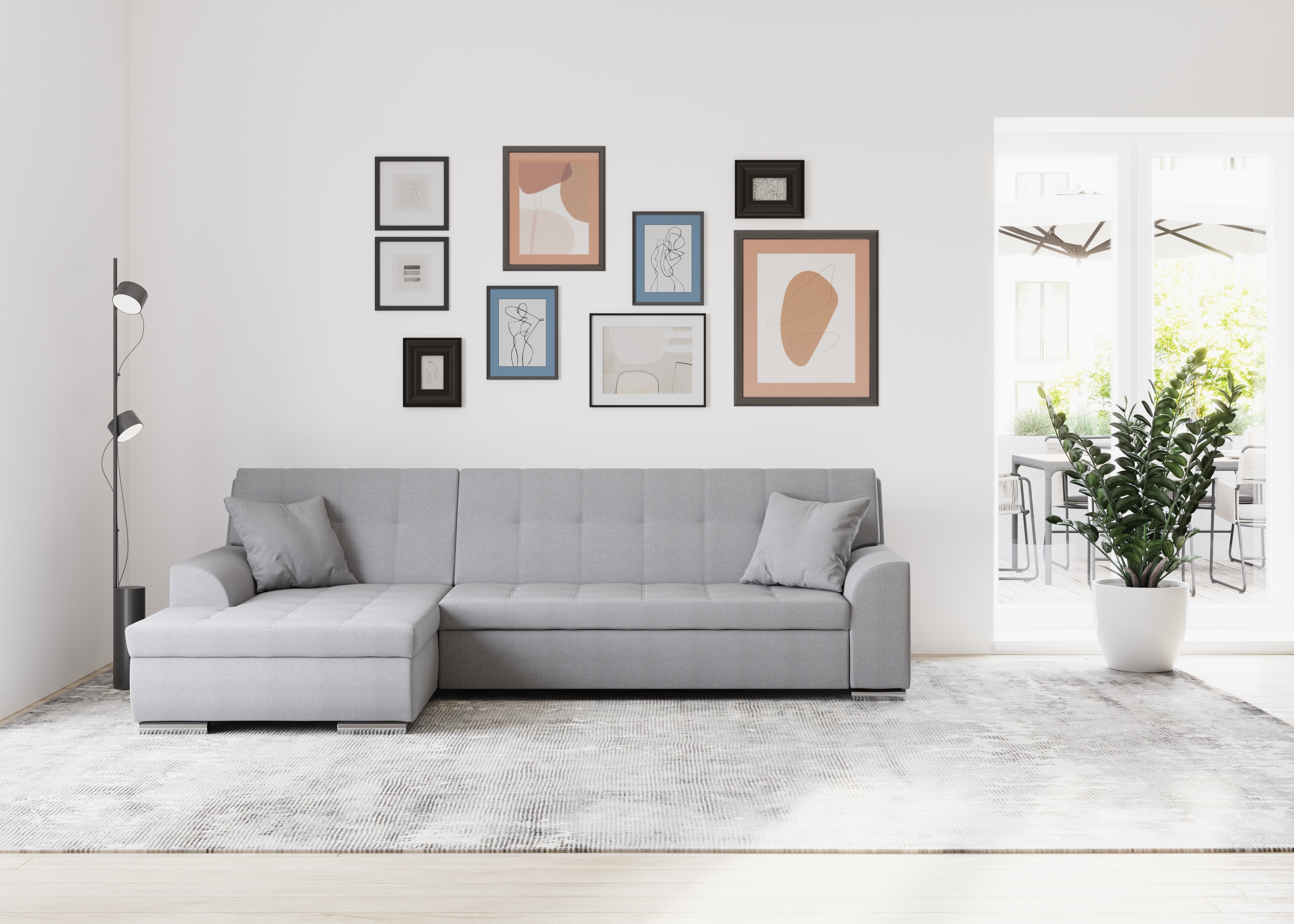 DOMO collection Ecksofa "TREVISO viele Bezüge, auch in Cord, L-Form, 267x178 cm" mit Bettfunktion, inkl. Zierkissen, Unser Dauertiefpreis