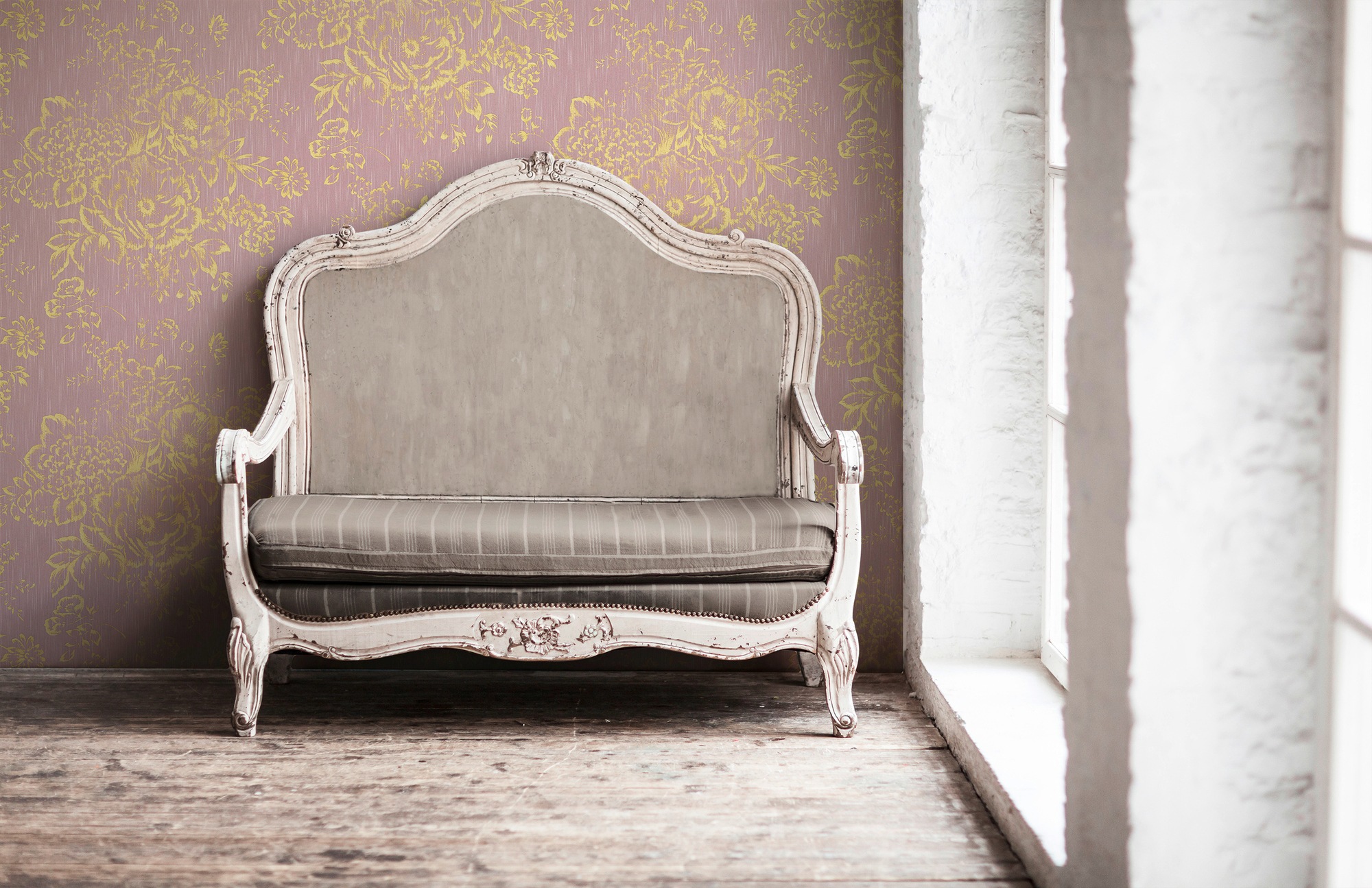 Architects Paper Textiltapete »Metallic Silk«, floral-matt-glänzend, Barocktapete Tapete Blumen