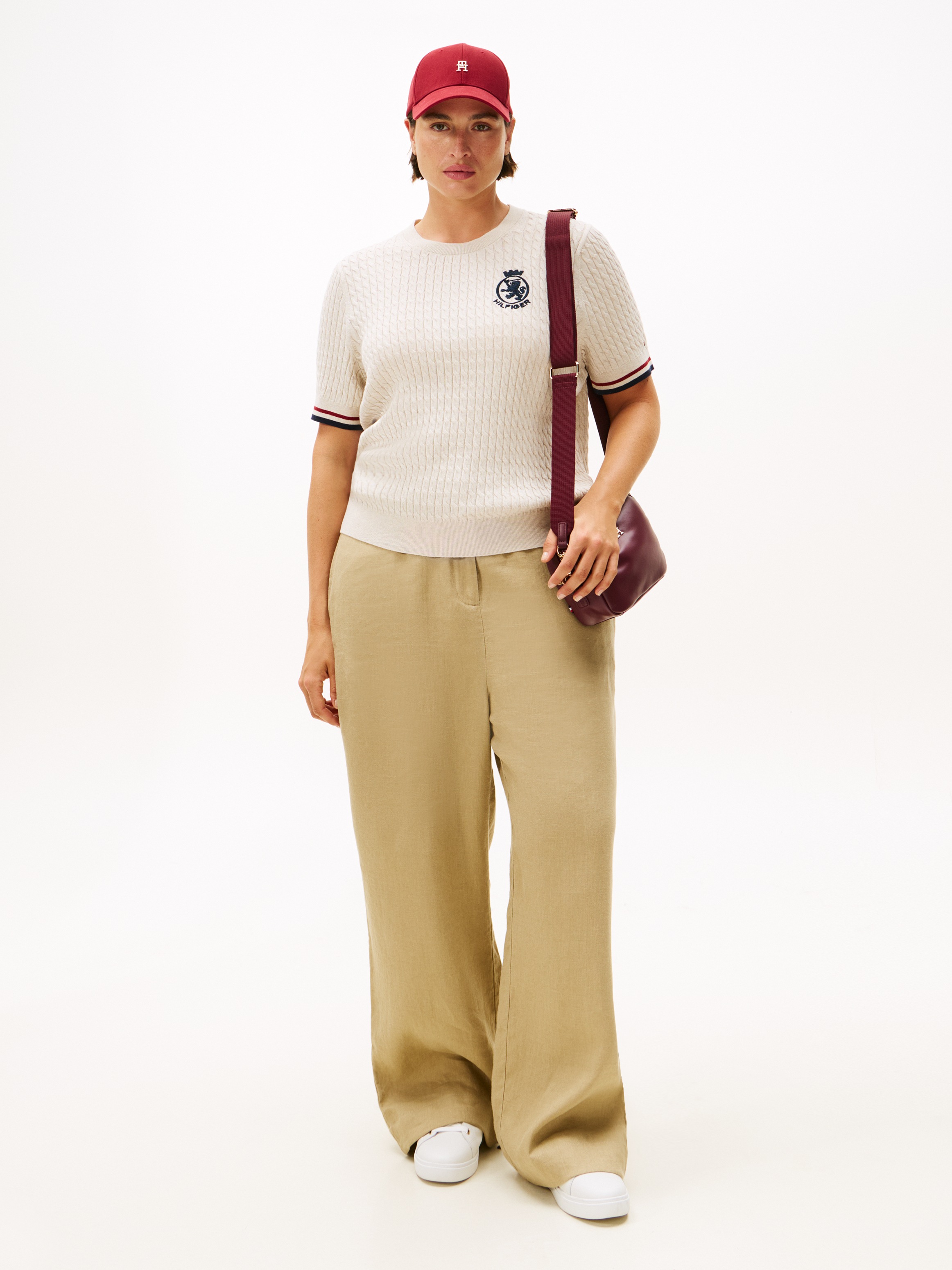Thumbnail - Tommy Hilfiger Curve Strickpullover "CRV CO CABLE FINE GG GPC SS SWT" in großen Größen, mit Zopfmuster