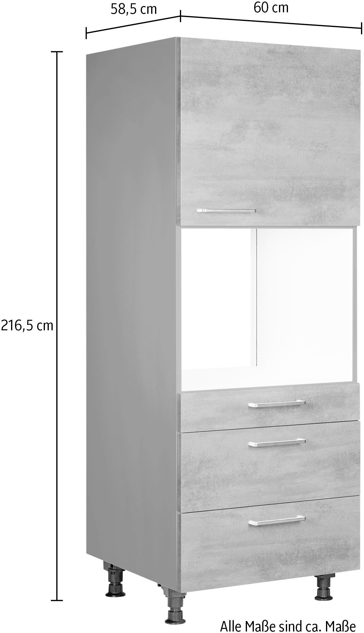 nobilia® Backofenumbauschrank »"Riva", Ausrichtung wählbar, mit Schublade und zwei Auszügen und«, einer Tür, vormontiert, Breite/Höhe: 60/216,6 cm