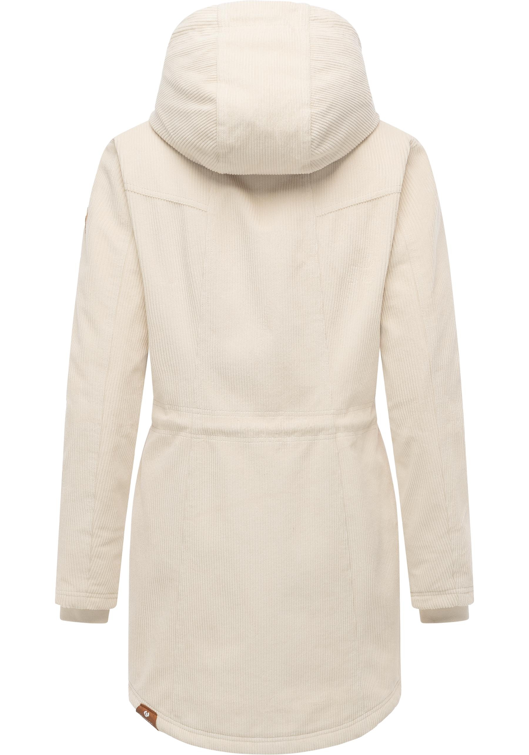 Ragwear Kurzmantel »Ellsie Cordy YOUMODO«, Warmer Winterparka Kordmantel mit Taillenzugkordeln