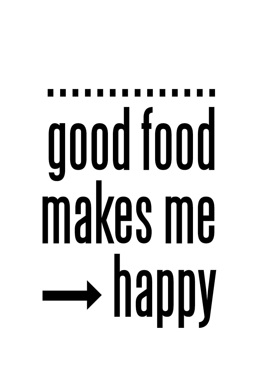 Wanddekoobjekt »Good food makes me - happy«, Schriftzug auf Stahlblech