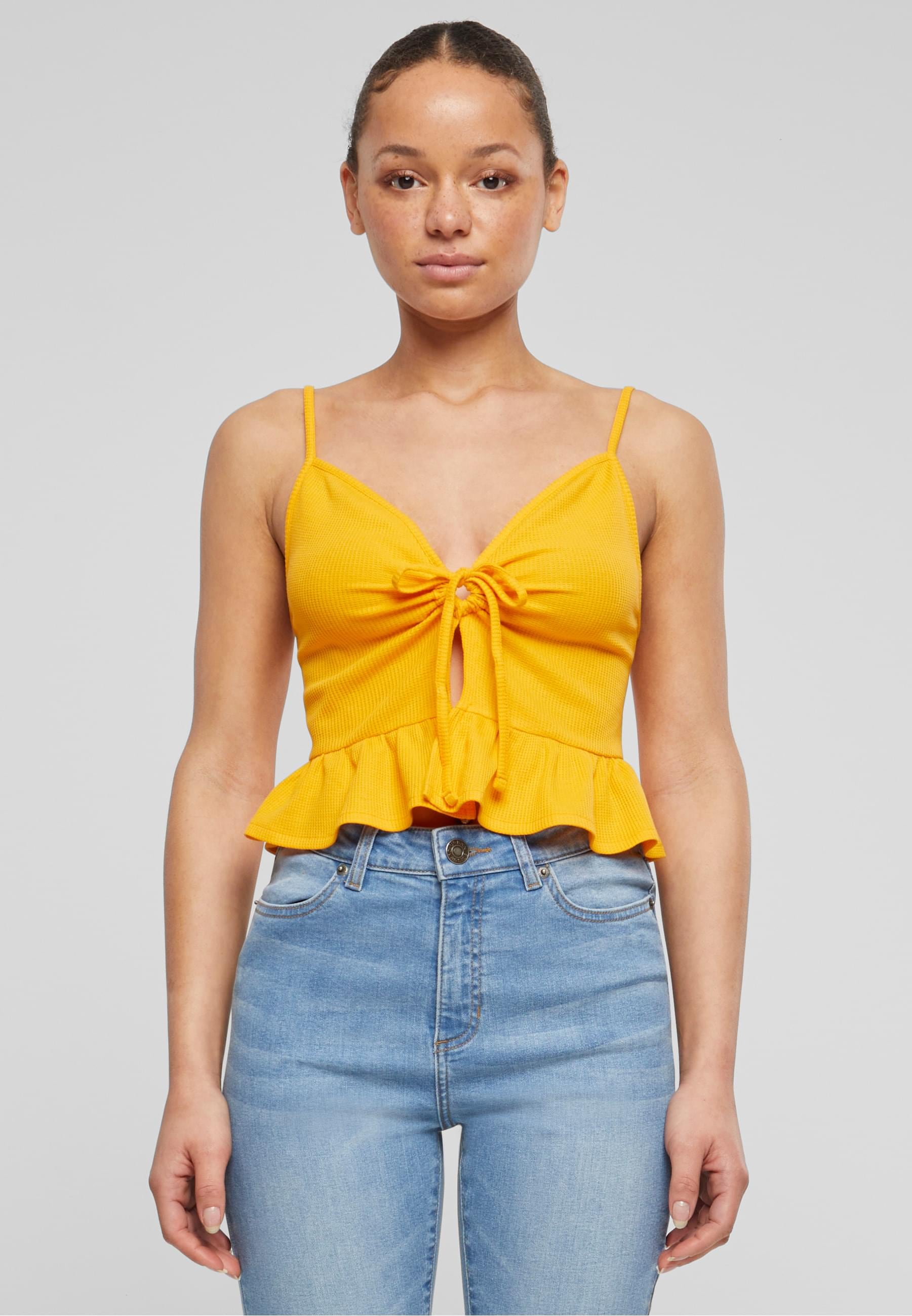 URBAN CLASSICS Bügelloser BH »Urban Classics Damen Ladies Waffle Pique Ruffle Top«
