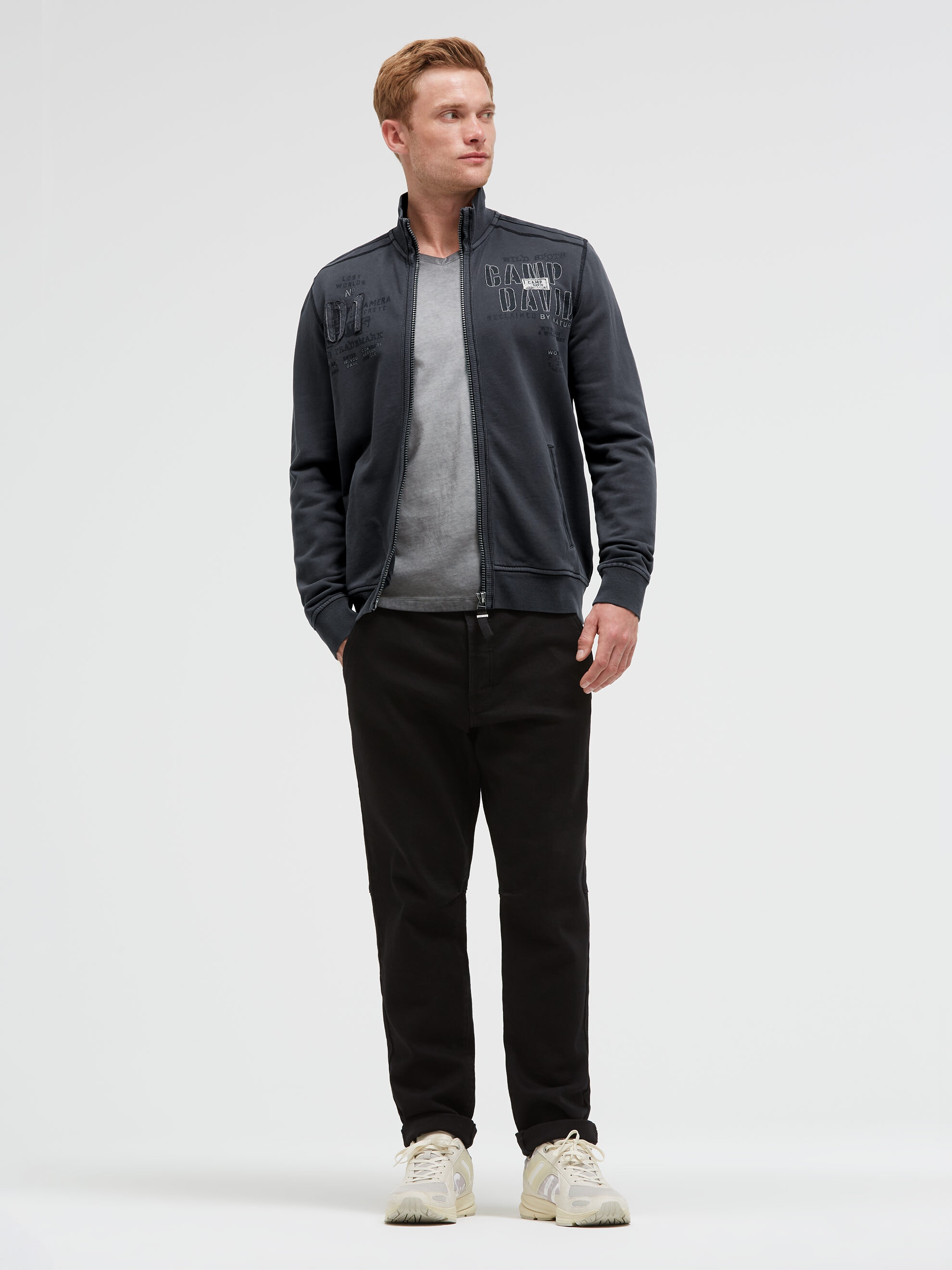 CAMP DAVID Sweatjacke mit Stehkragen