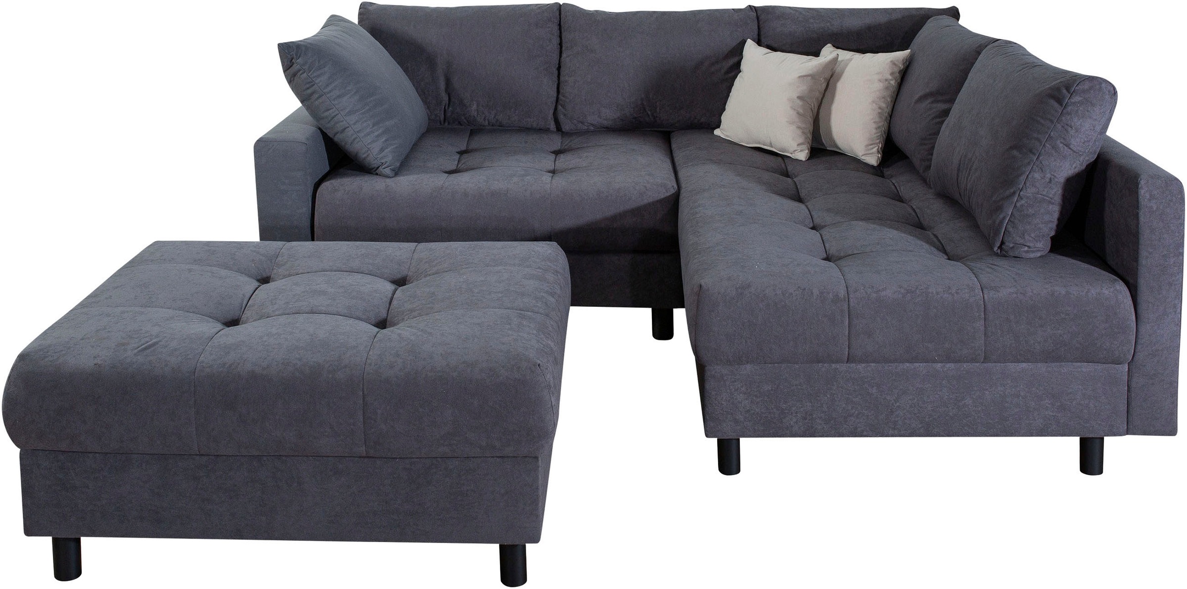 Home affaire Ecksofa "Toni L-Form, B: 215 cm", mit Hocker & 2 Zierkissen, F günstig online kaufen