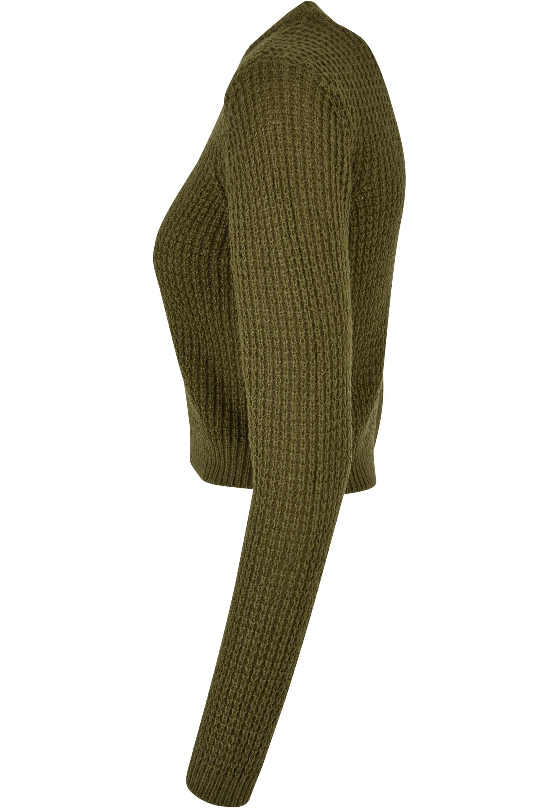 URBAN CLASSICS Rundhalspullover »Urban Classics Damen Ladies Short Waffle Sweater«, (1 tlg.)