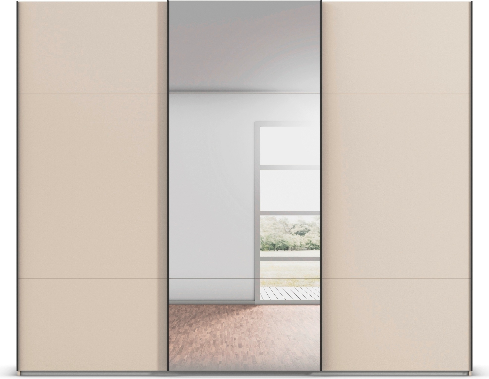 rauch Schwebetürenschrank »Kleiderschrank Schrank Garderobe Schlafzimmerschrank CONTIDO«, (in 3 verschiedenen Ausstattungen BASIC/CLASSIC/PREMIUM), aus hochwertigem Material in 6 Breiten 2 Griff-Farben MADE IN GERMANY