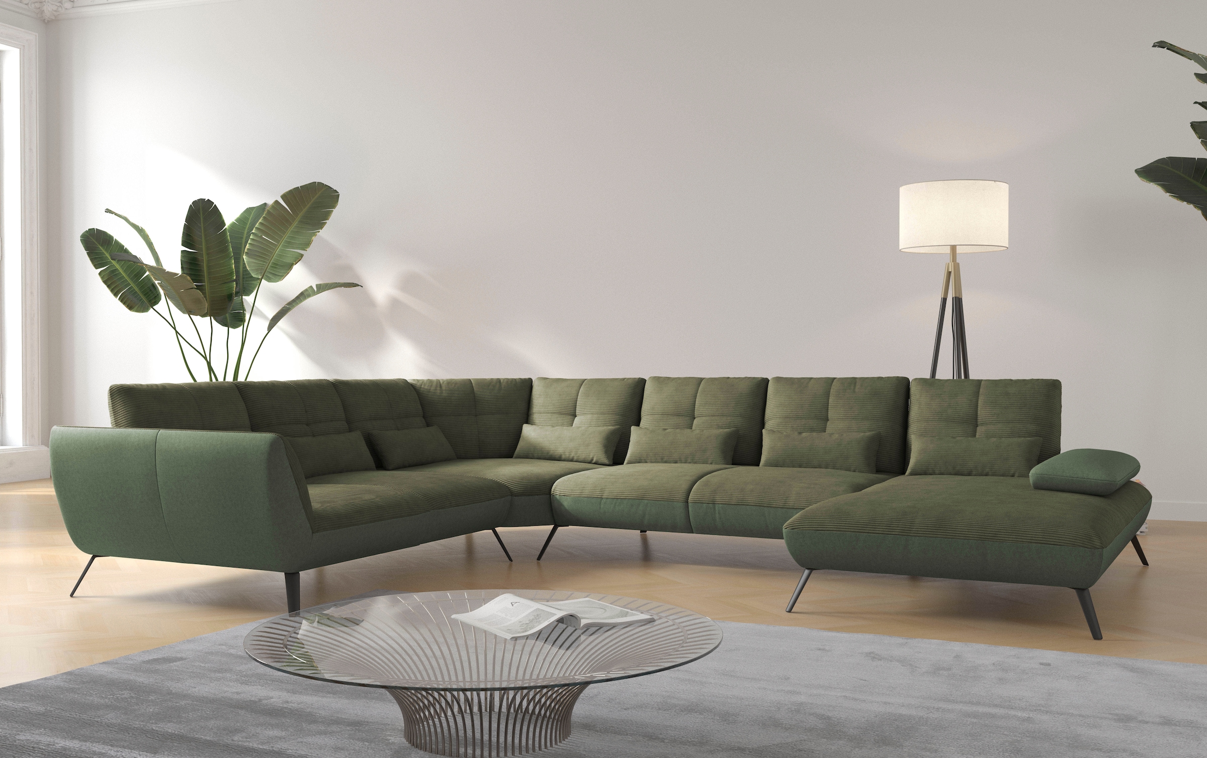 OTTO home Wohnlandschaft "Mikado U-Form" inkl. Sitztiefenverstellung und Armteilverstellung