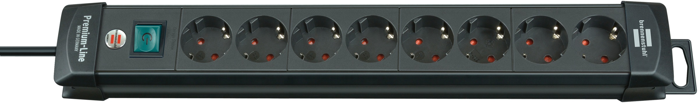 Brennenstuhl Steckdosenleiste "Premium-Line", 8-fach, (Kabellänge 3 m), mit Schalter und 45 Winkel der Schutzkontakt-Ste