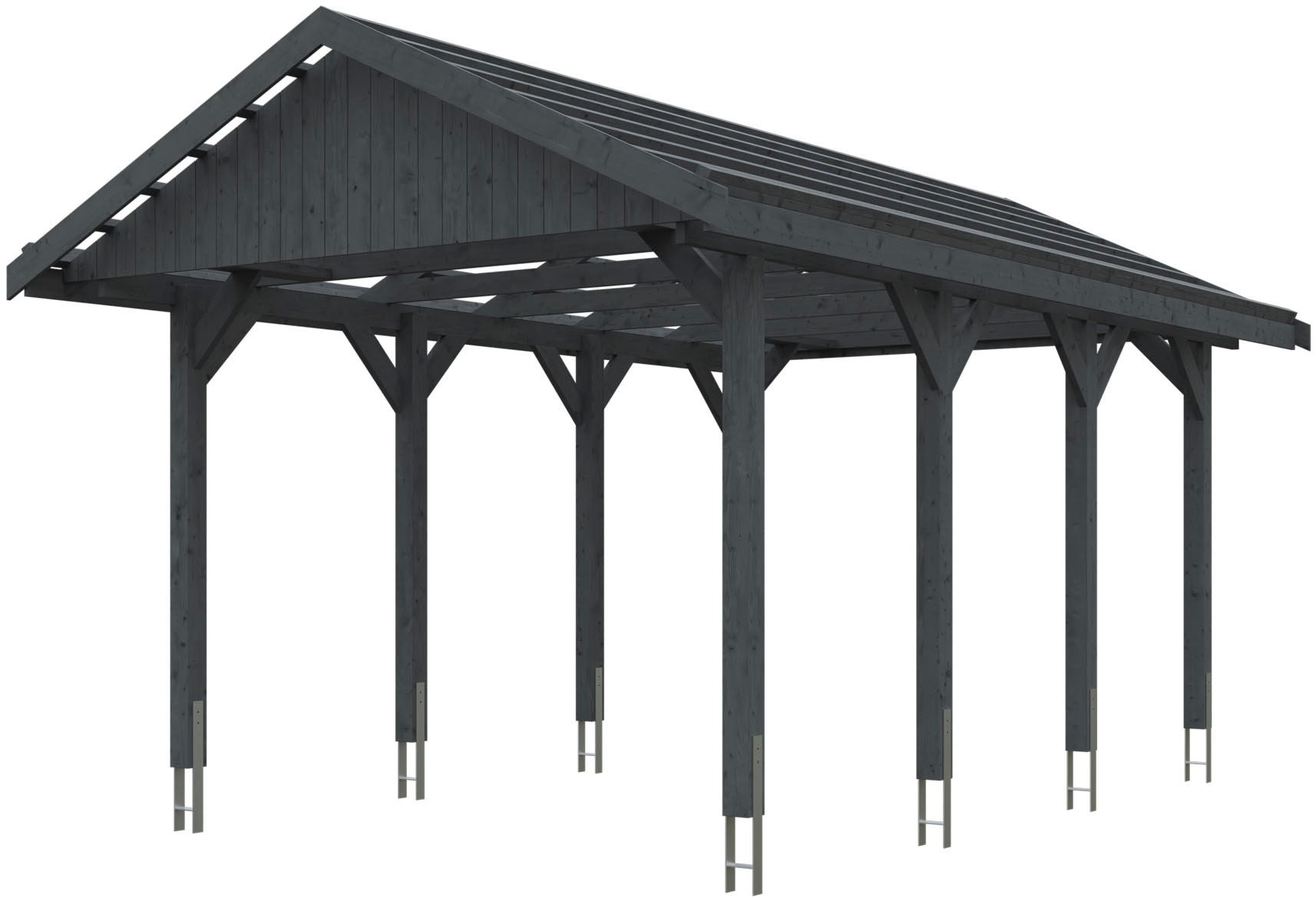 Skanholz Einzelcarport »Wallgau«, Nadelholz, 291 cm, Schiefergrau, 380x600cm, mit Dachlattung