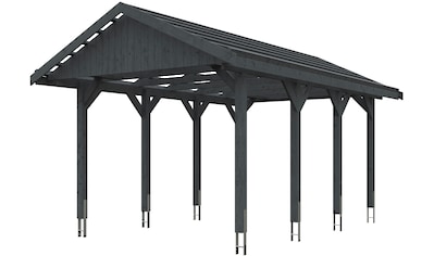 Einzelcarport »Wallgau«, Nadelholz, 291 cm, Schiefergrau, 380x600cm, mit Dachlattung