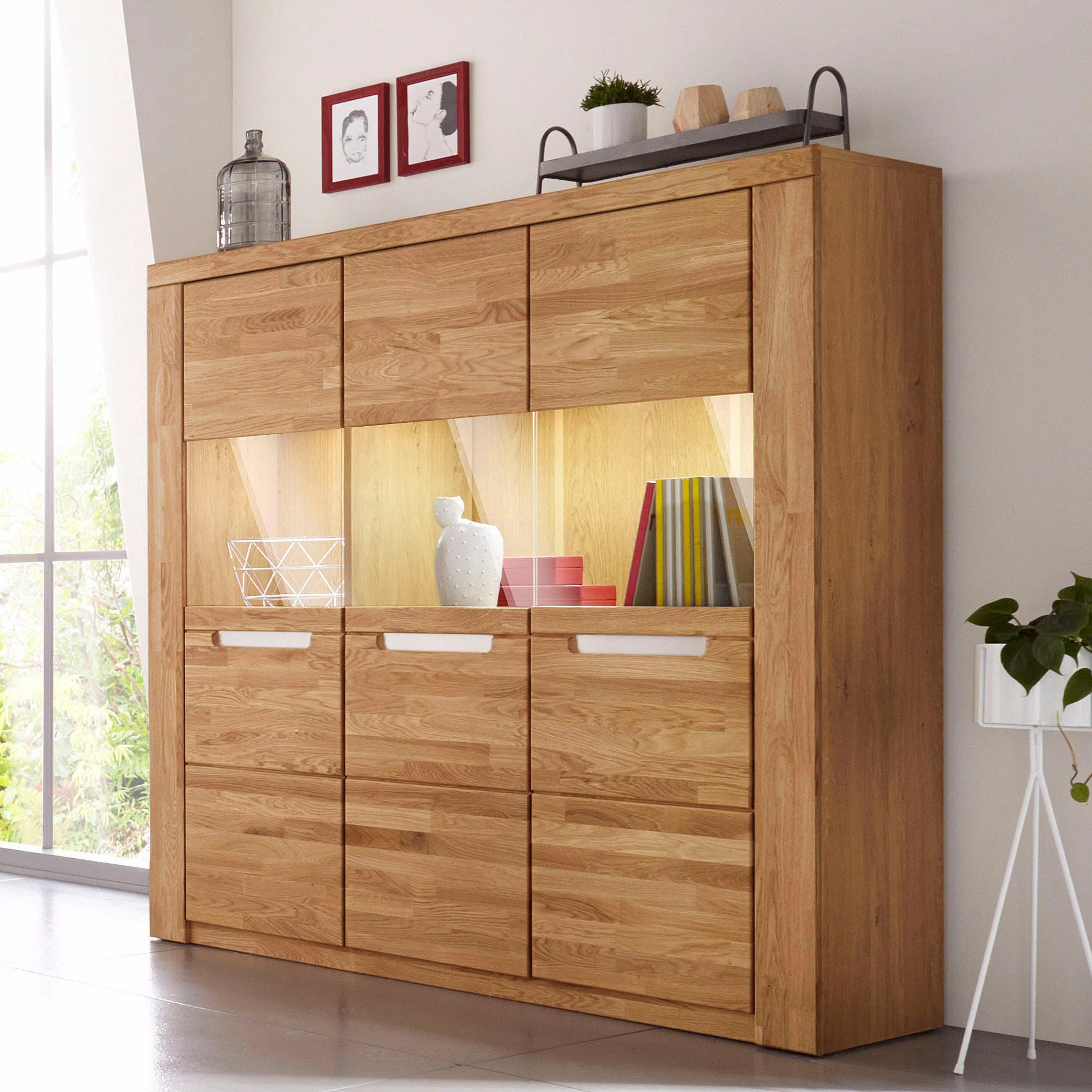 Home affaire Highboard »Kolding«, Breite 140 cm mit 3 Glastüren