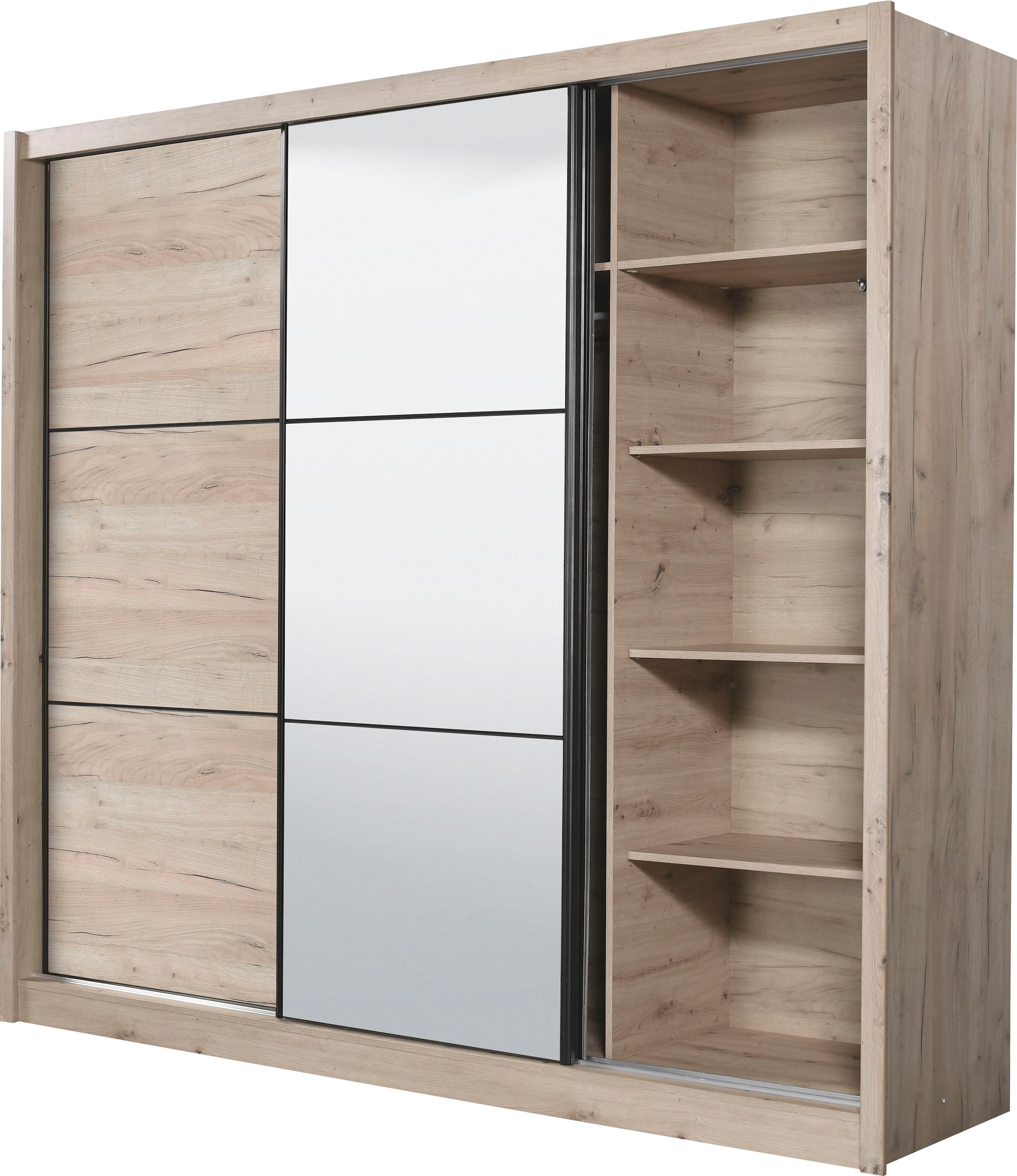 INOSIGN Schwebetürenschrank »Navara Kleiderschrank mit Spiegel Wäscheschrank Garderobe«, mit großzügiger Innenausstattung, FSC®-zertifiziert, in 3 Breiten