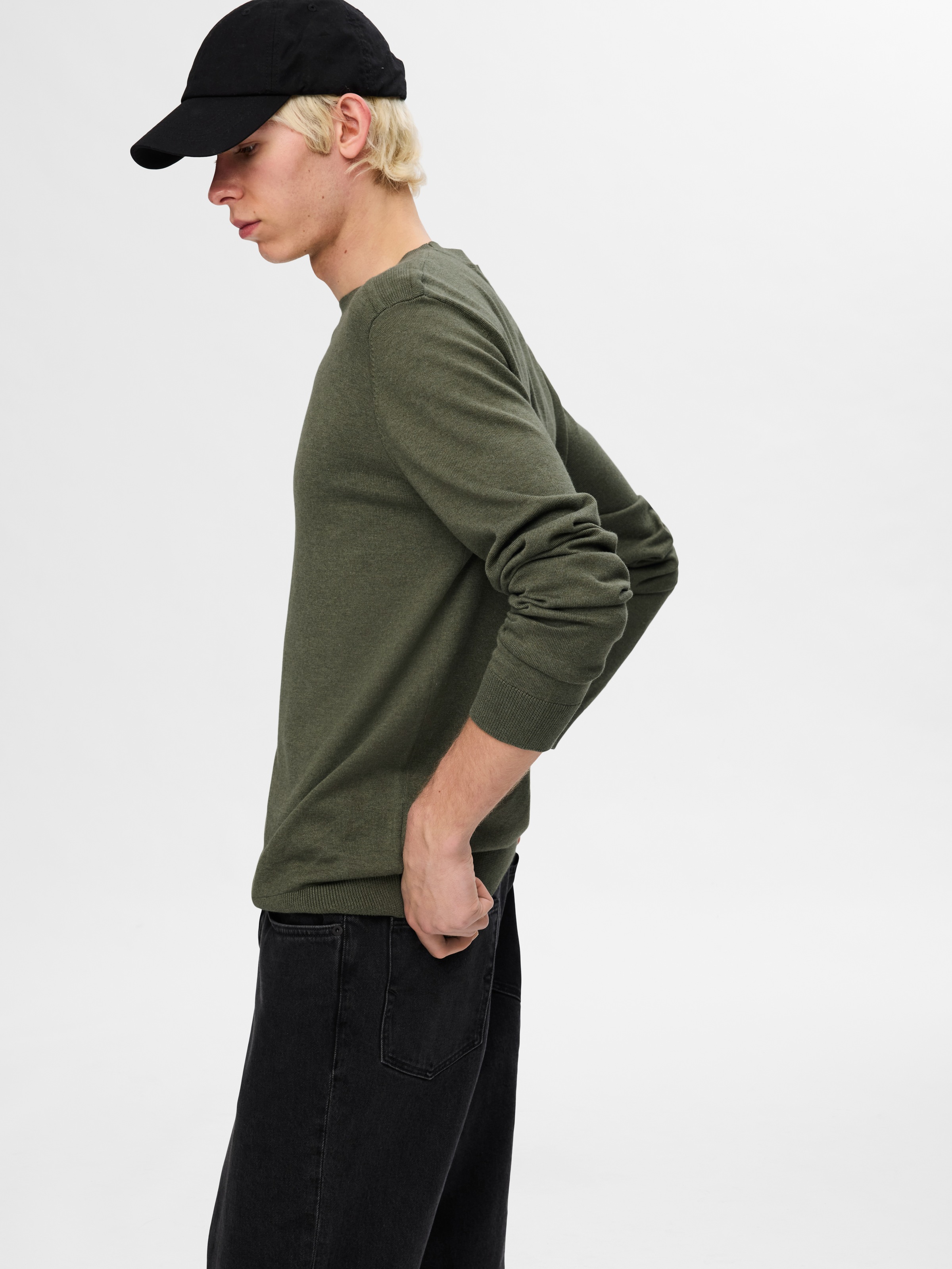 Thumbnail - SELECTED Rundhalspullover "SLHBERG CREW NECK NOOS" Baumwolle, regular fit