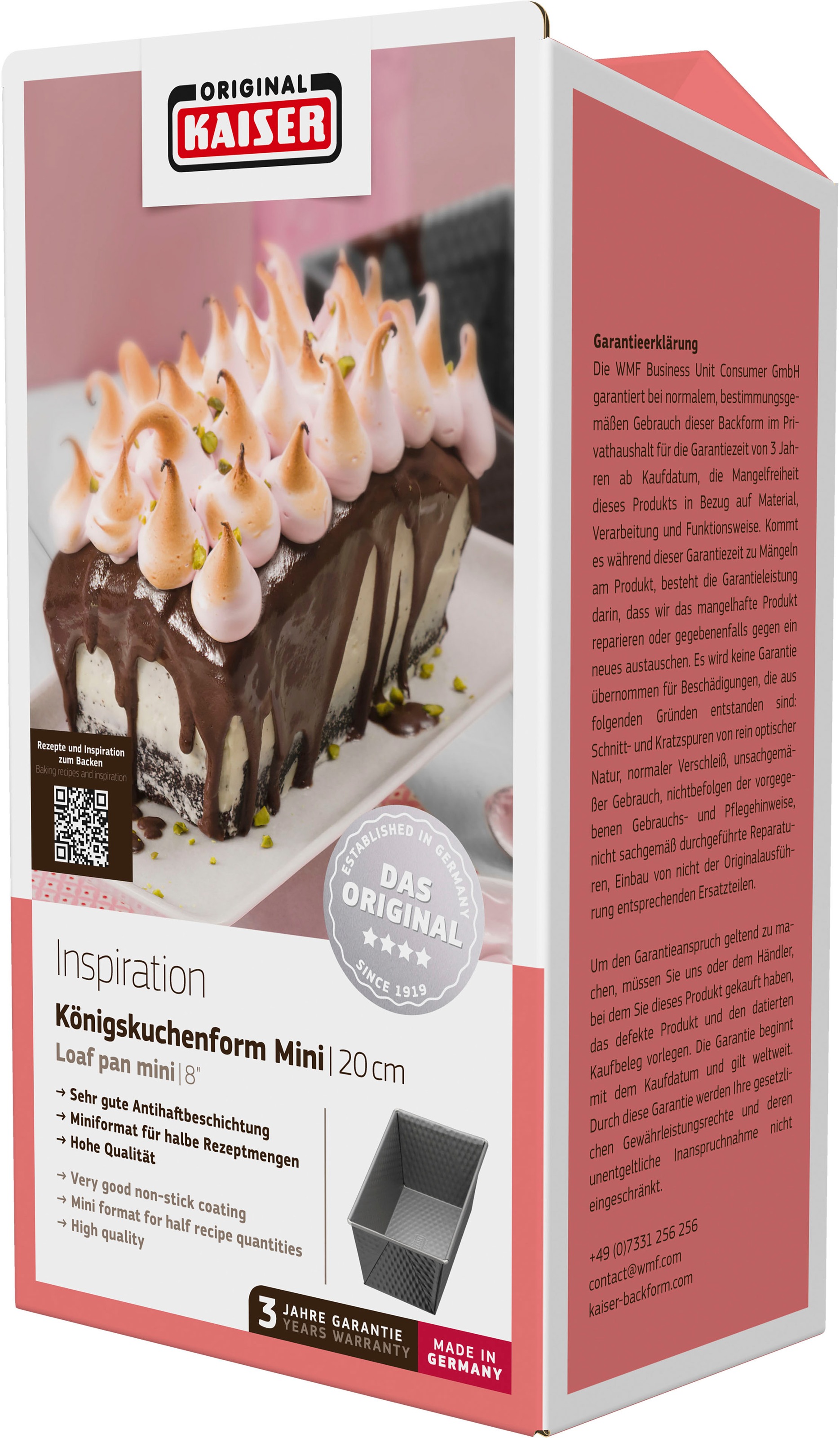 Kaiser Backformen Kastenform »Inspiration«, (1 St.), Mini Königskuchenform, Kastenbackform, Stahl antihaftbeschichtet