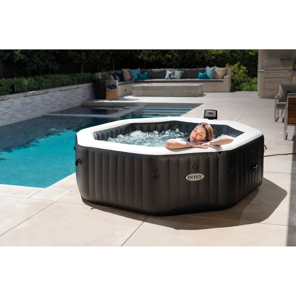 Intex Whirlpool »PureSPA "Jet + Bubble Deluxe" octagon, onyx black«, (Set)