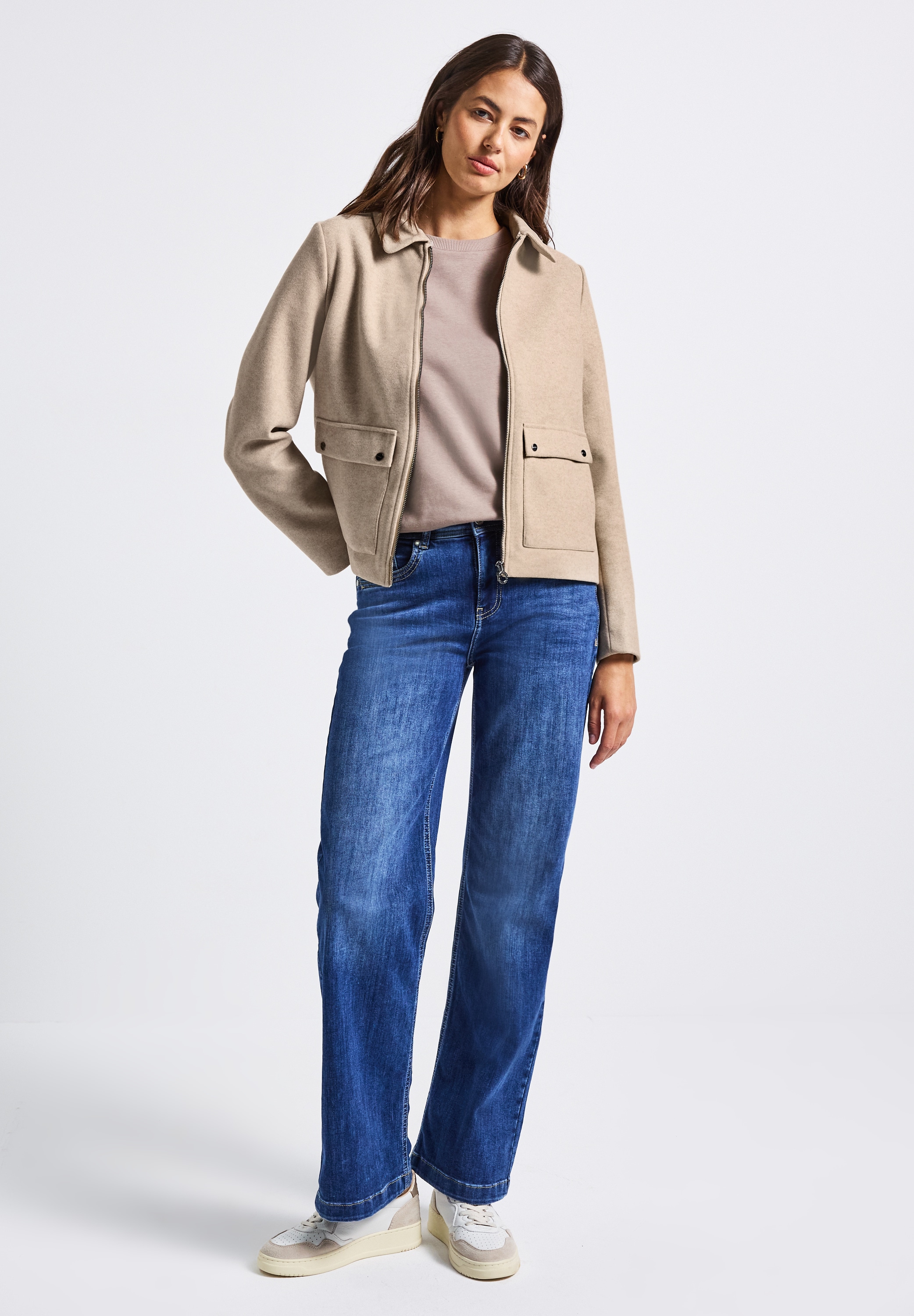 STREET ONE Outdoorjacke, ohne Kapuze, in Woll-Optik