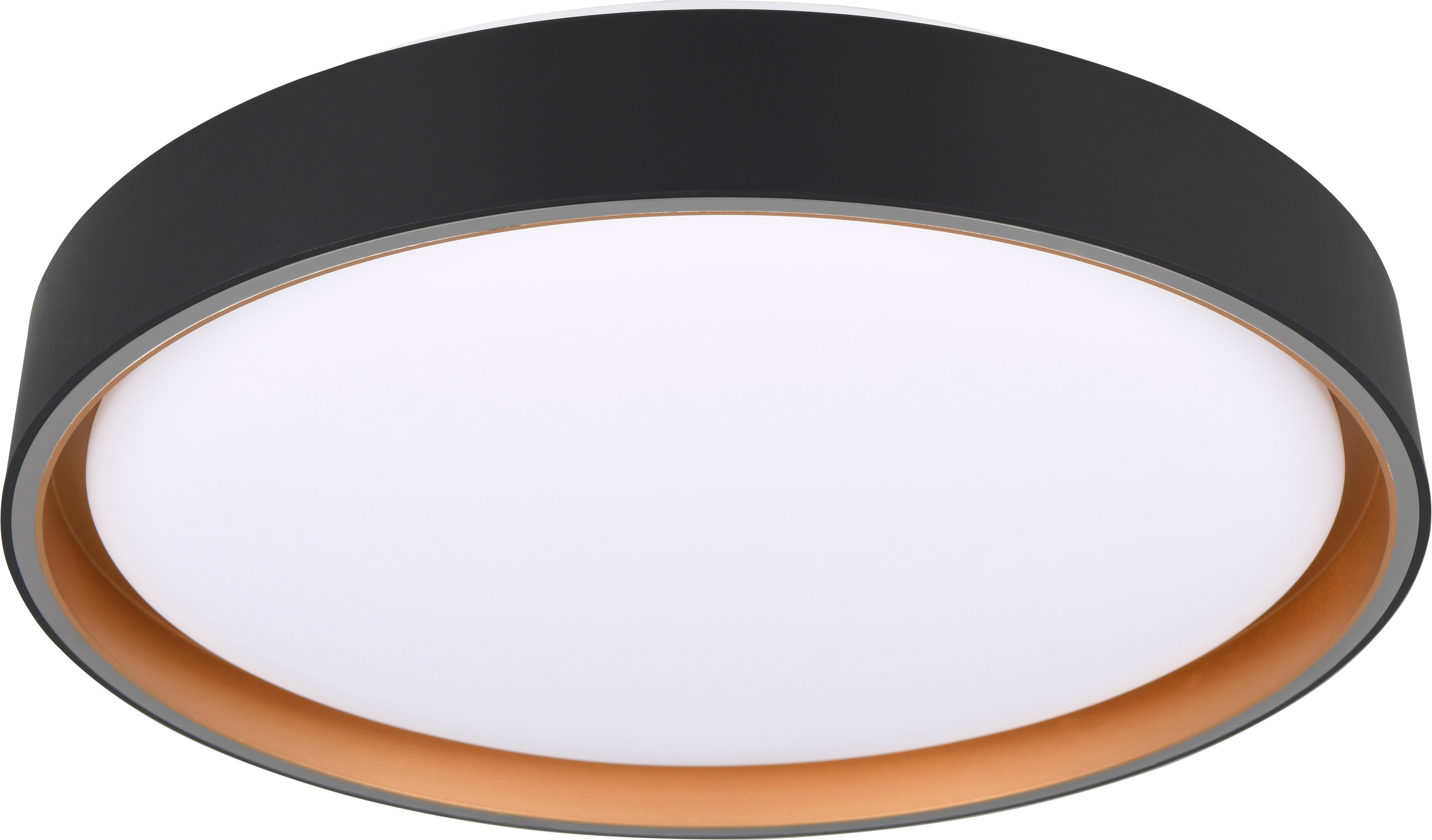 REALITY Leuchten LED Deckenleuchte »FELIS, LED Deckenlampe schwarz-gold, 24W 2500 Lumen Fernbedienung« LED-Board 1 Stk. Farbwechsler | warmweiß - kaltweiß CCT 2700-6500K warmweiß - kaltweiß, dimmbar Ø 40cm Höhe 7,5 cm