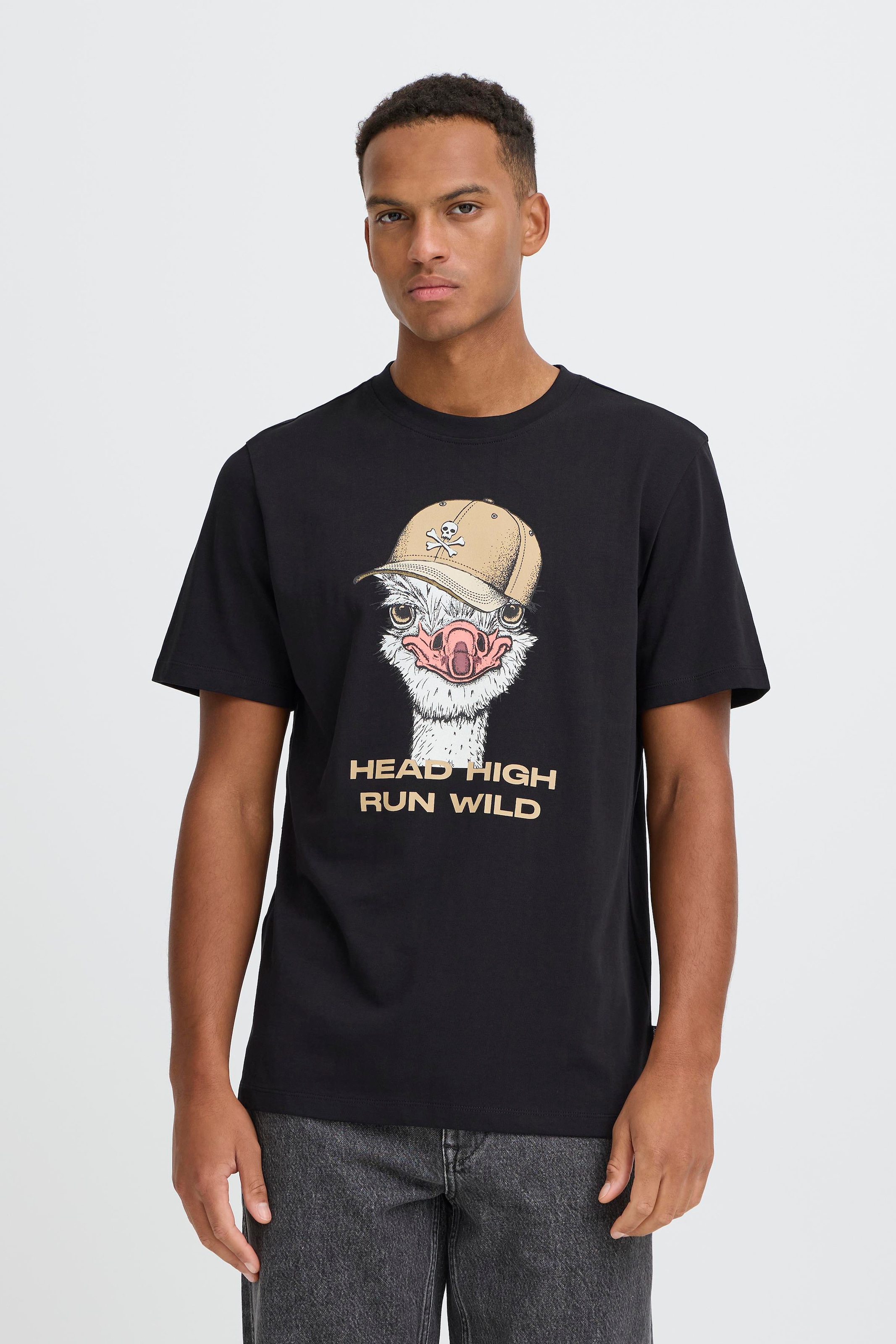 Blend T-Shirt "BHKURT FUNNY GRAPHIC S/S TEE" mit normaler Länge, ohne Verschluss, aus Baumwolle und Single Jersey