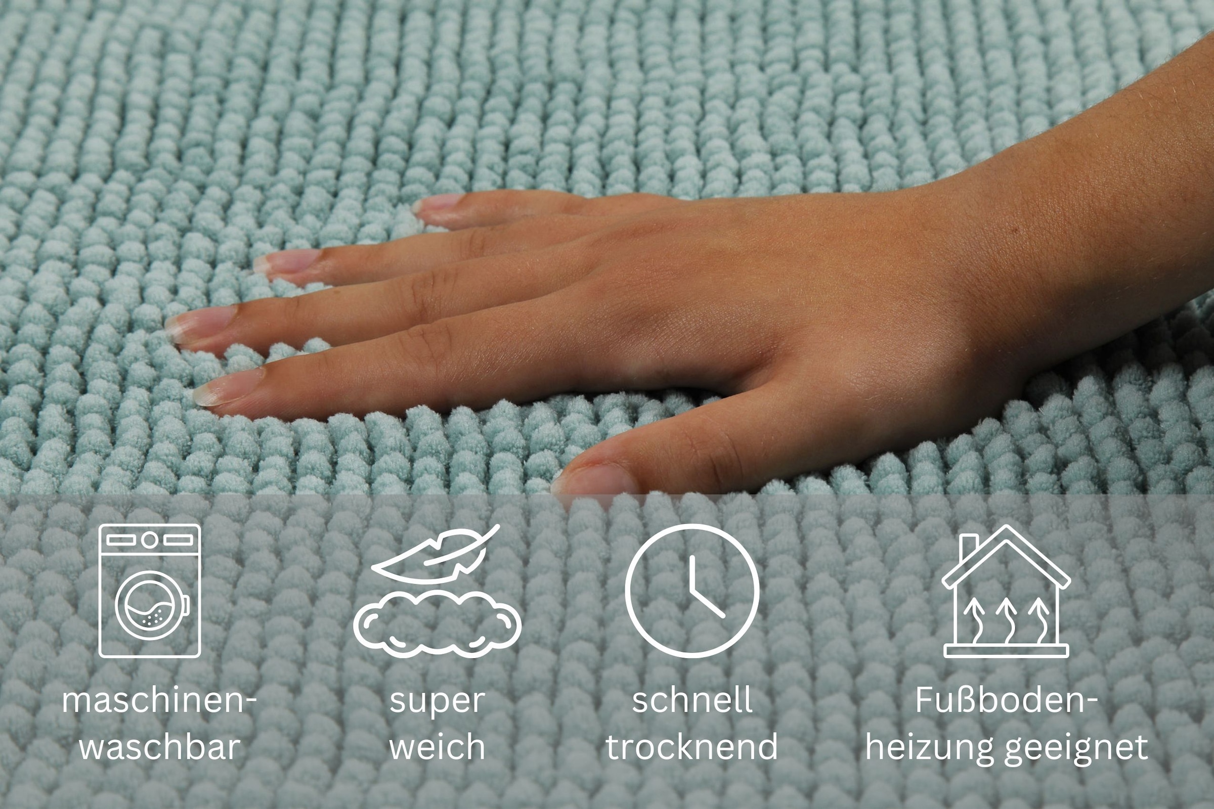my home Badematte »Kaelan«, rutschhemmend beschichtet, fußbodenheizungsgeeignet, Badvorleger, Badteppich aus weicher Chenille, pastell Farben