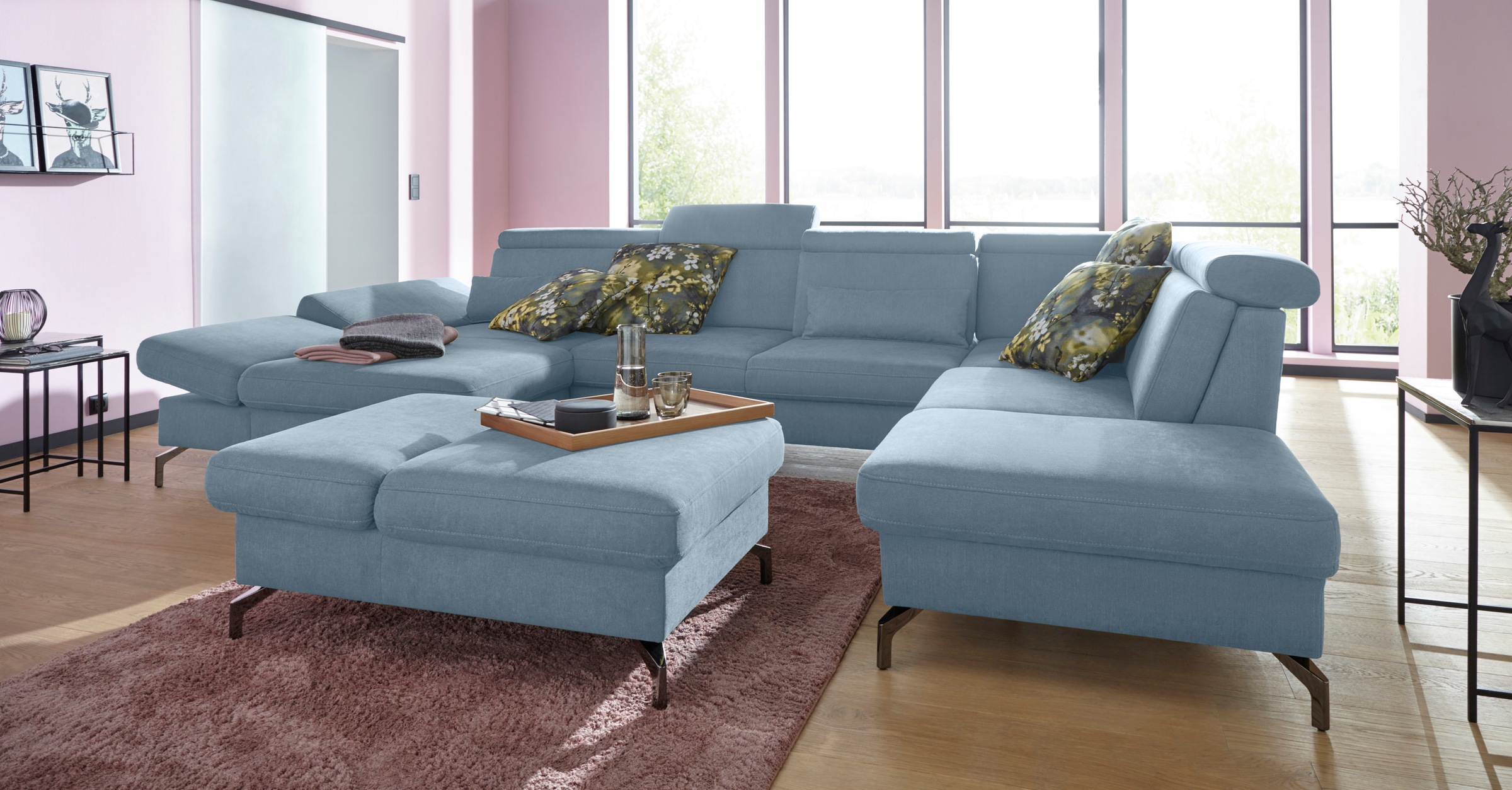 sit&more Wohnlandschaft »Brisbane U-Form«, Fußhöhe 12 cm, inklusive Sitztiefen-, Armteil- und Kopfteilverstellung