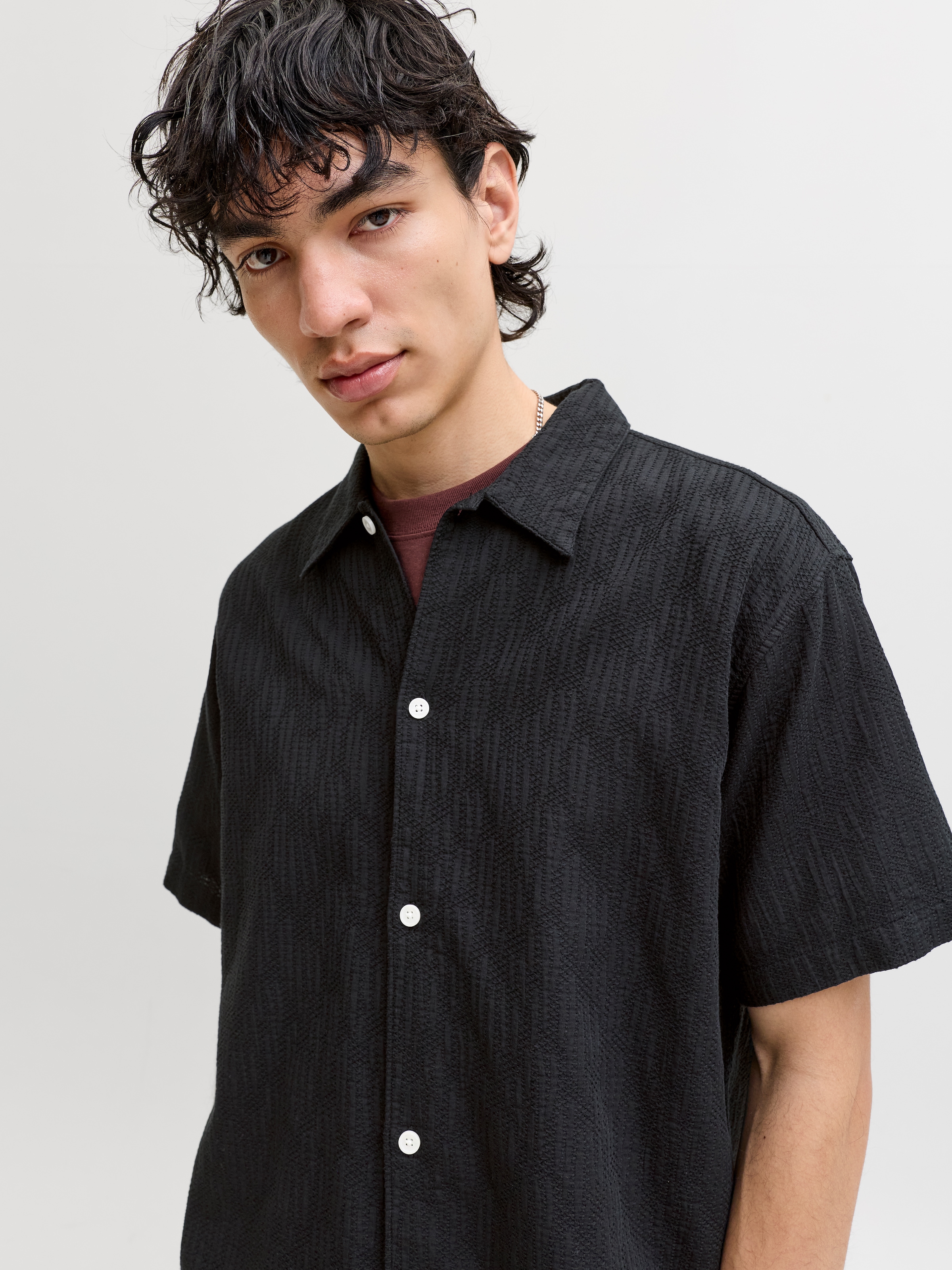 Jack & Jones Kurzarmhemd »JORMONTAUK WAVY TEXTURE SHIRT SS SN« Baumwolle, relaxed fit
