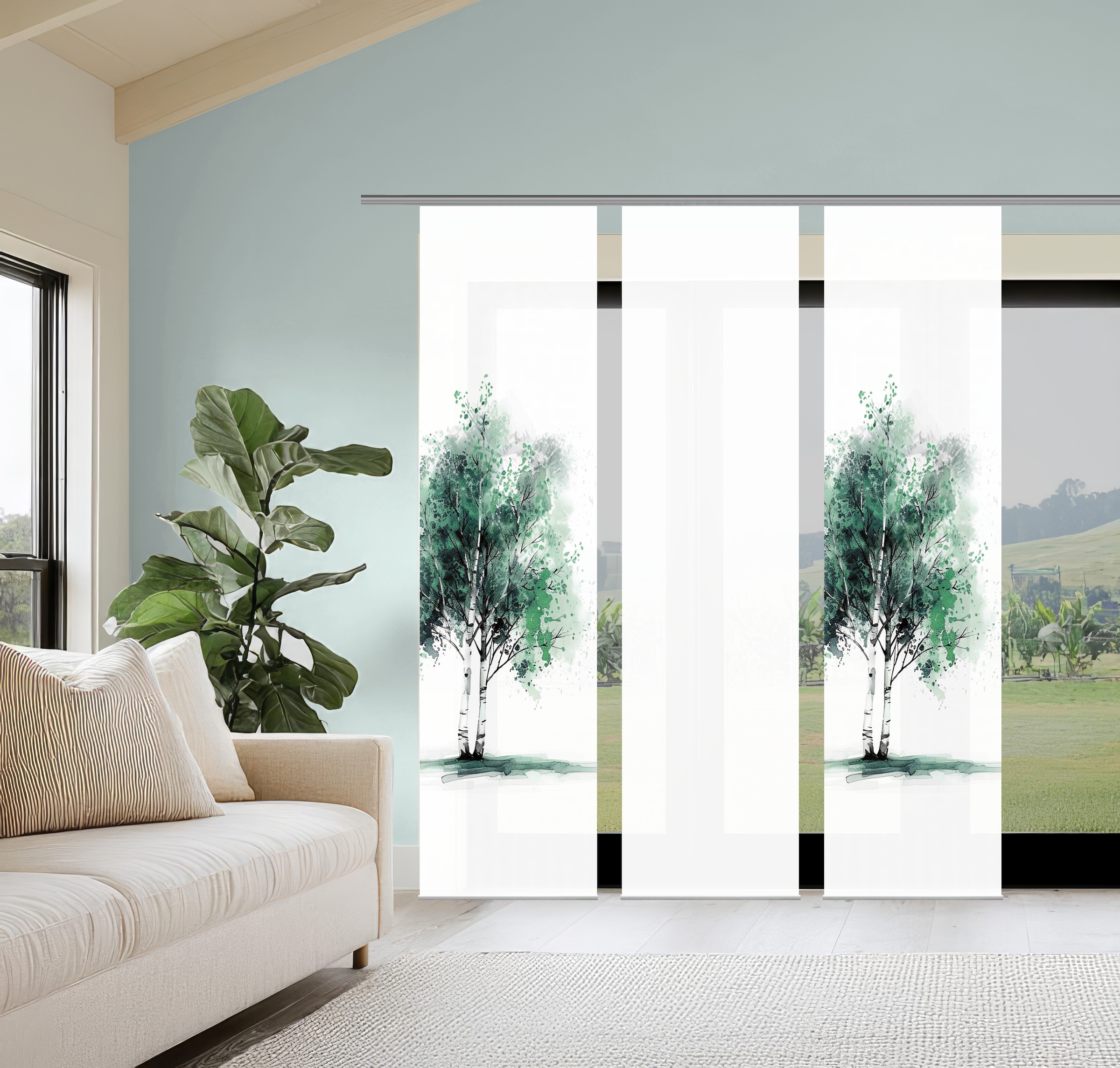 HOME WOHNIDEEN Schiebegardine "TREE" Paneelwagen 3 Stk. tlg. Schiebewand Se günstig online kaufen