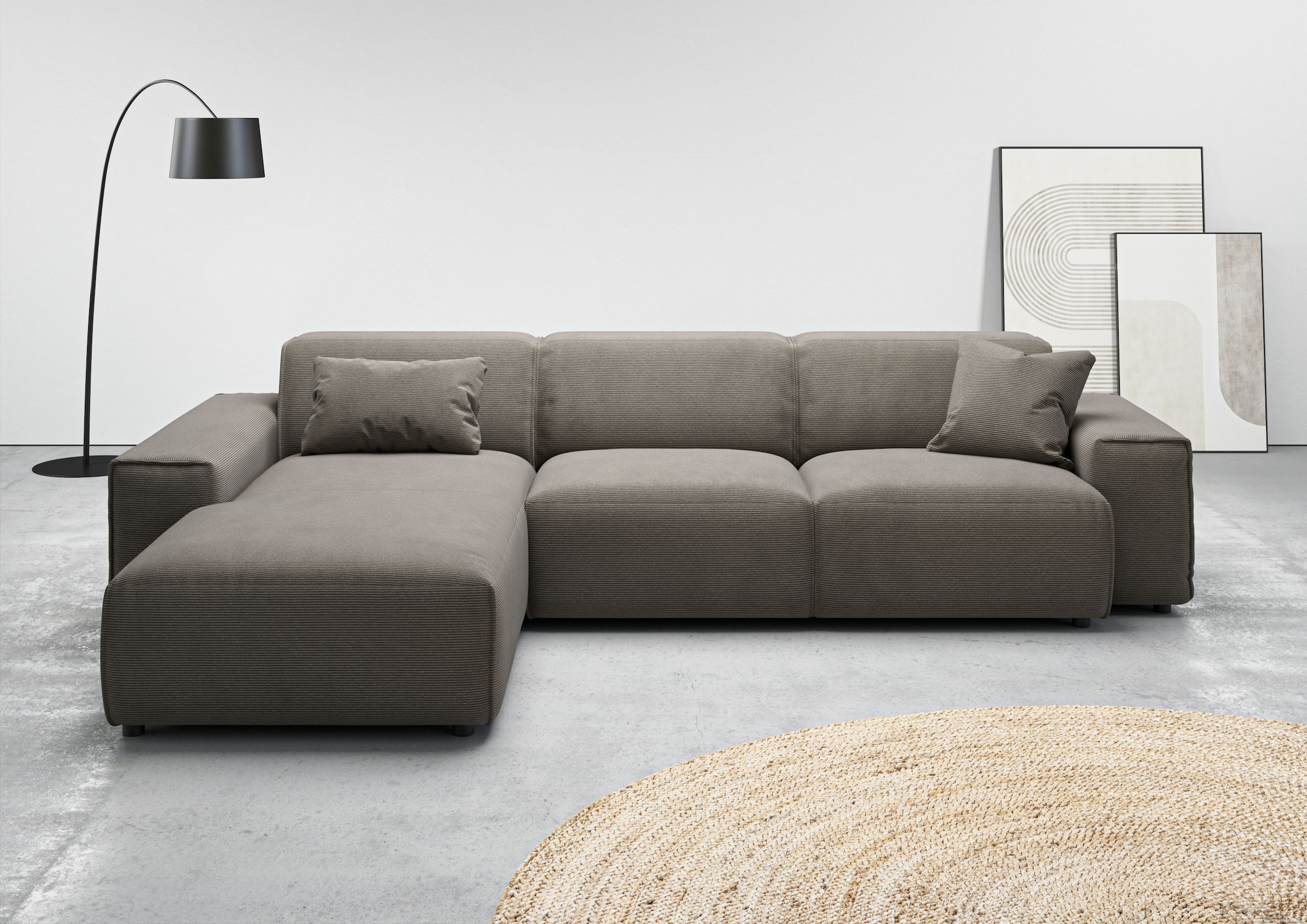 Home affaire Ecksofa "Glimminge auch in Breitcord, Feincord, Bouclé + Easy care-Bezug" L-Form, Breite 294, Zierkissen