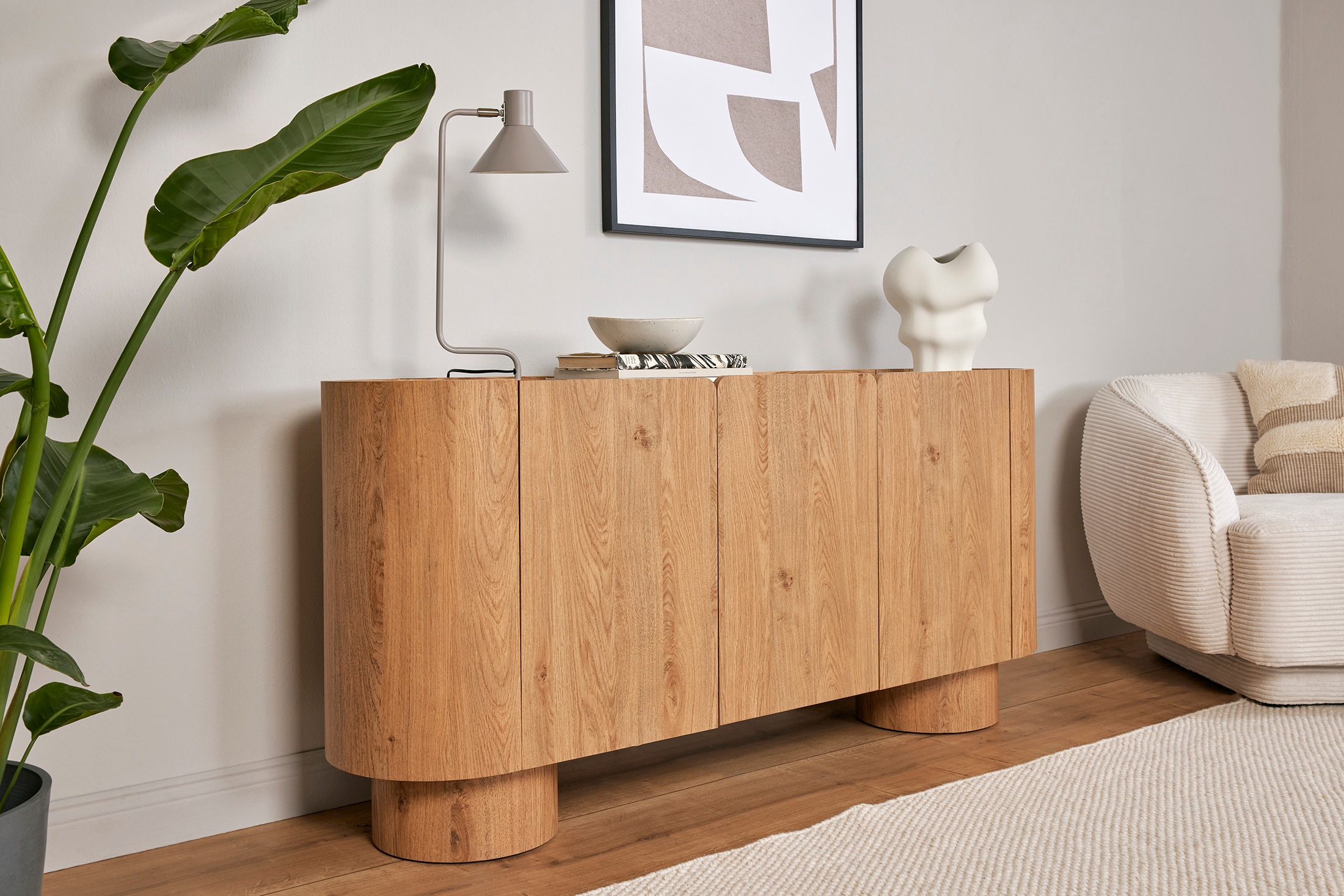 Jahnke Sideboard »CIRCO SB 160«, (1 St.), Sideboard, 3-türig, gerundetes Design, Marmor-Look, Breite 160 cm
