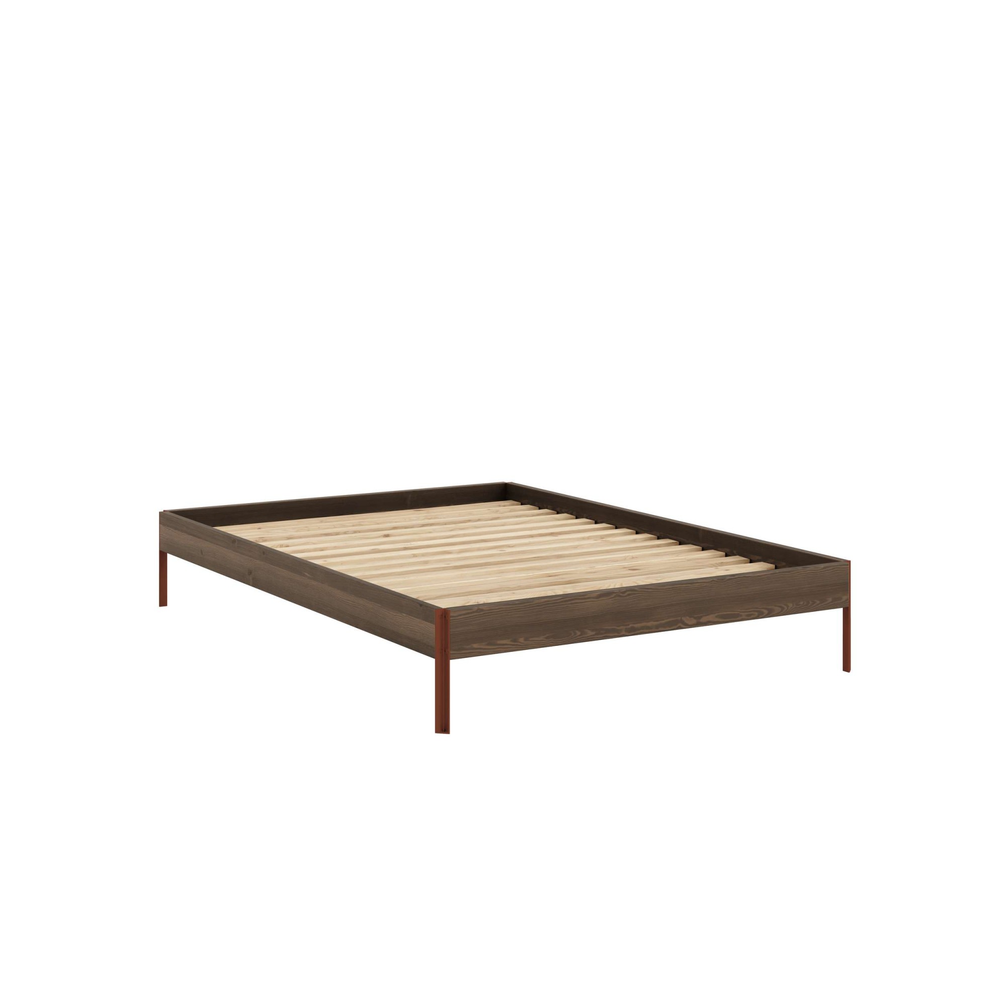 Karup Design Core Bed Floor Bed Pine Steel Carob Brown/Terra Red 146x206 2