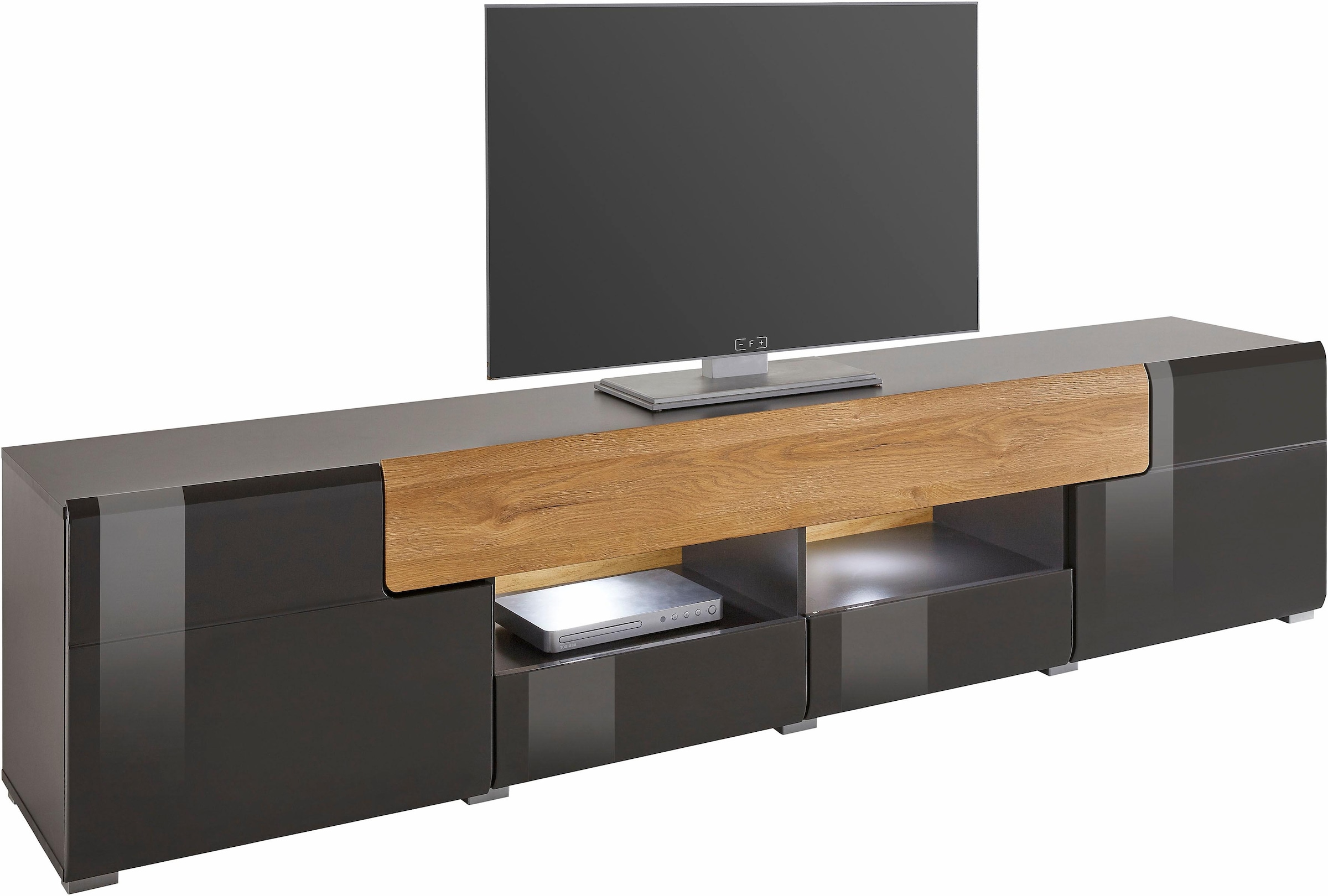 INOSIGN Lowboard »Toledo,Breite 209cm, trendige TV-Schrank mit dekorative Fräsungen«, TV-Board ohne Beleuchtung, TV-Kommode mit viel Stauraum