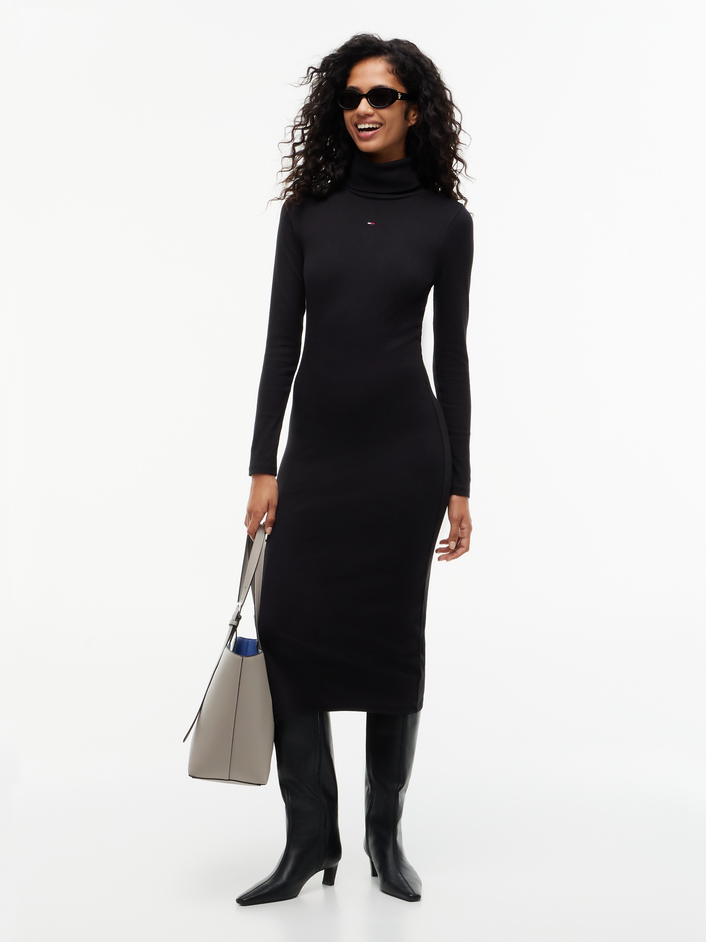 Tommy Jeans Jerseykleid "TJW TURTLNCK BODYCON MIDI DRESS" Baumwollmischung, figurbetont