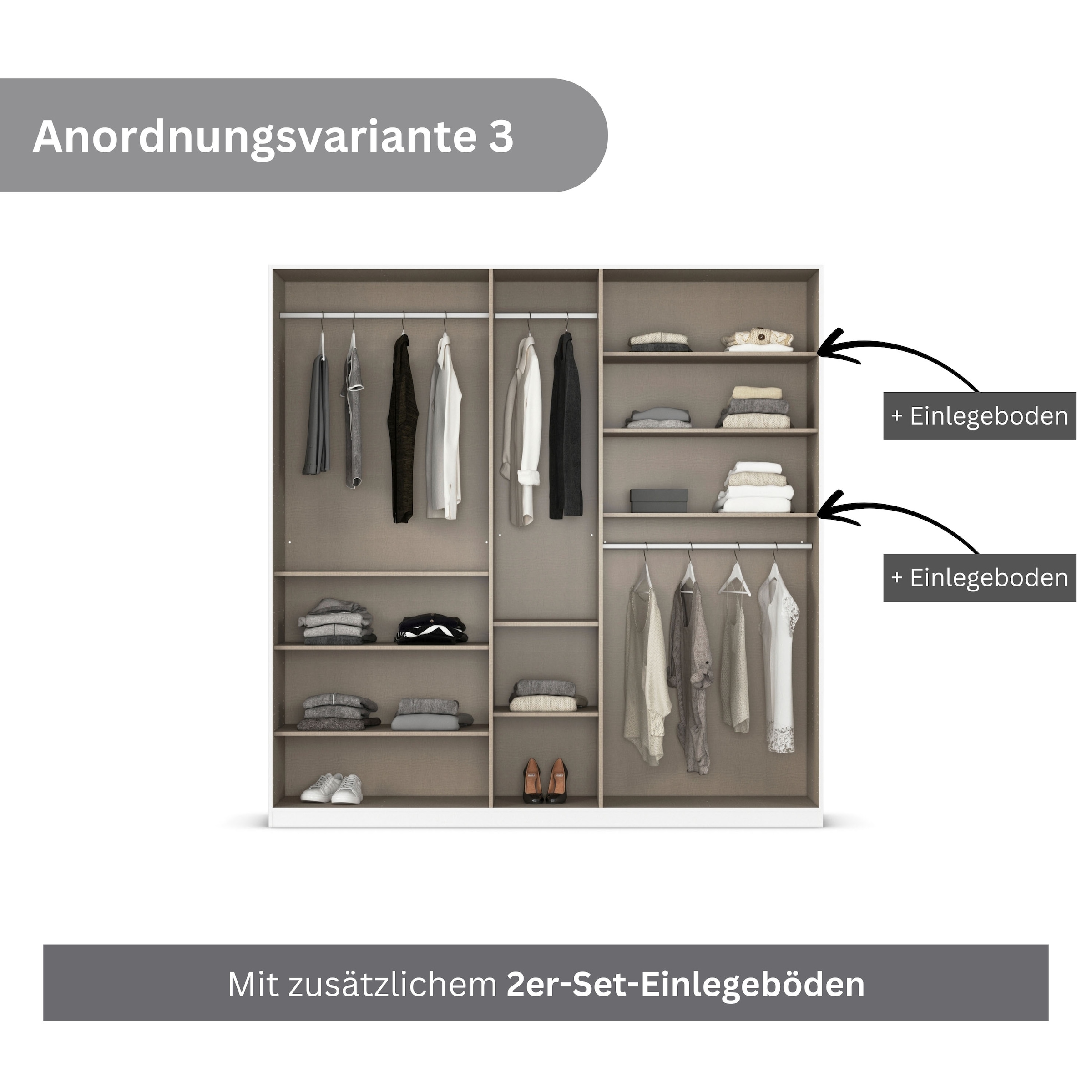rauch Drehtürenschrank »Kleiderschrank Kleiderschränke Schrank Garderobe AGORDO mit Glasfront«, (in zwei Griff-Farben), durchdachte Innenausstattung, in 6 Breiten und 2 Höhen MADE IN GERMANY