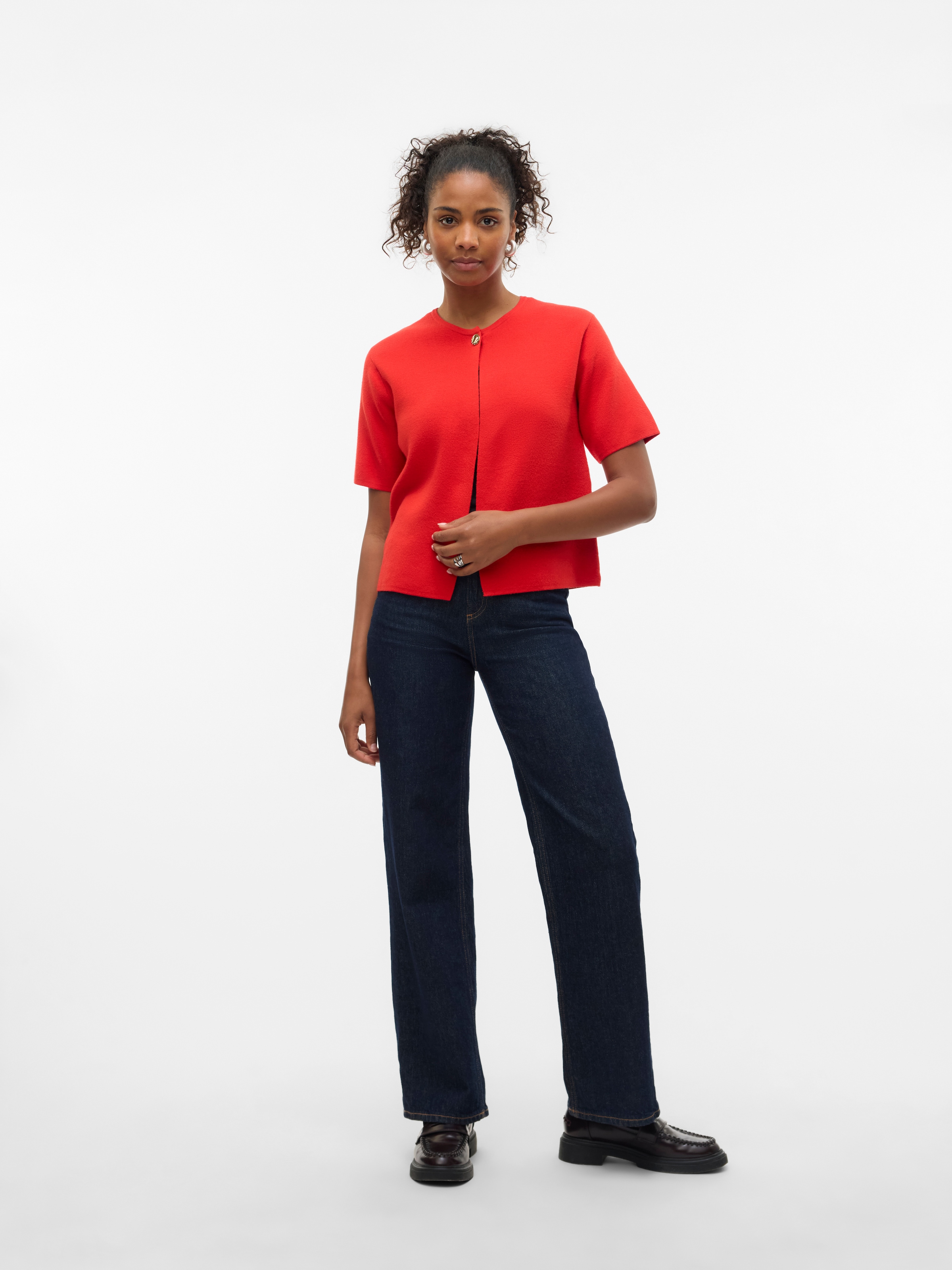 Vero Moda Strickjacke »VMGOLD SS O-NECK ONE BUTTON CARDIGAN«