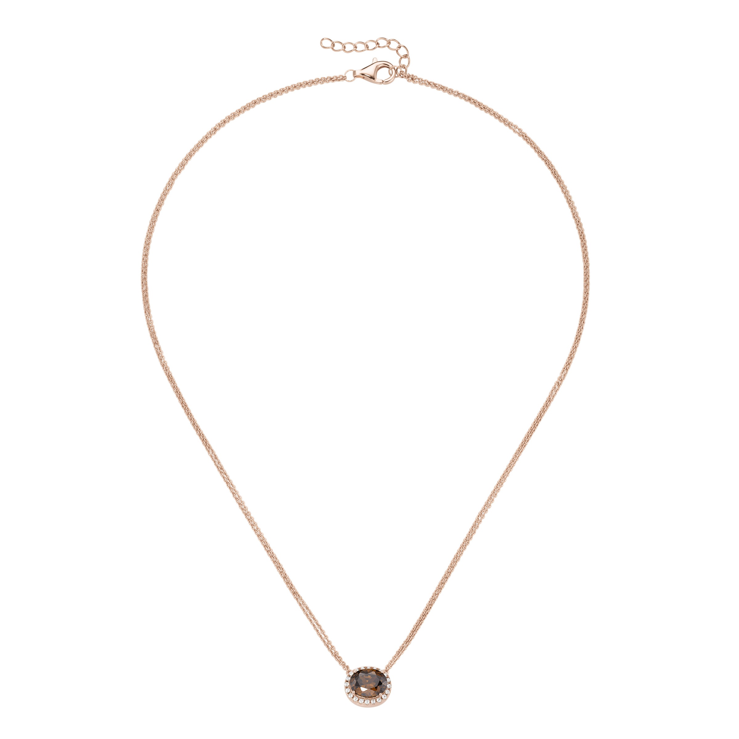 Collier SMART JEWEL "mit weißen und braunem Zirkonia, Silber 925", braun, Halsketten, Damen, 45cm, Silber 925 (Sterlingsilber), Collier