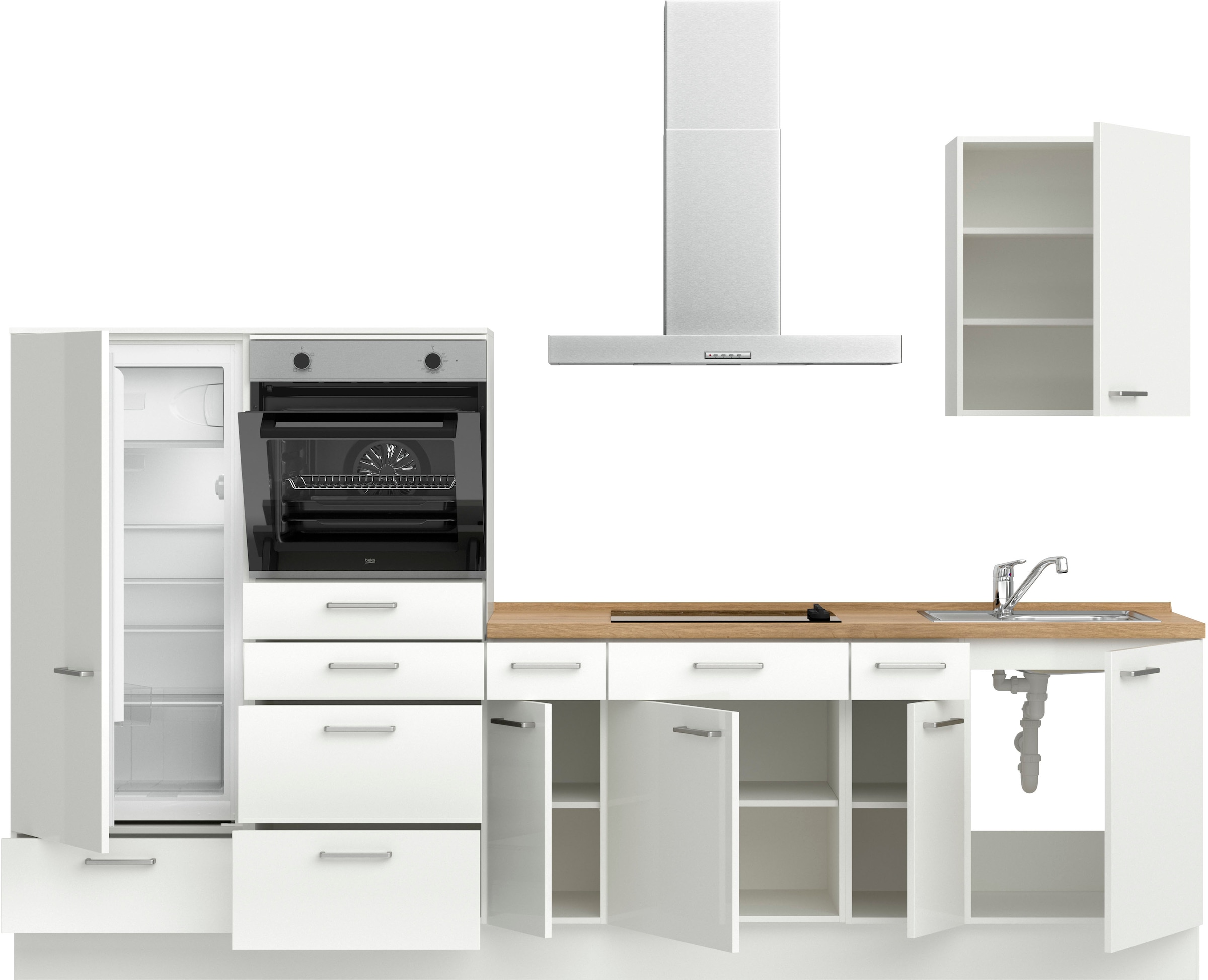 nobilia® Küchenzeile »"Flash I"«, vormontiert, Ausrichtung wählbar, Breite 300 cm, wahlw. mit E-Geräten