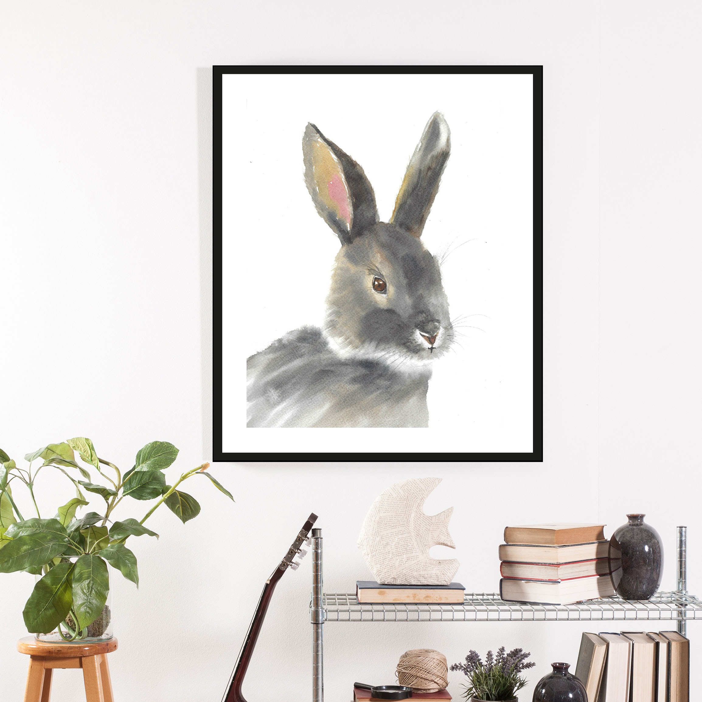 queence Bild "Alexo", Hase-Hasen-Haustiere-Kunst, (1 St.), mit Rahmen, schw günstig online kaufen