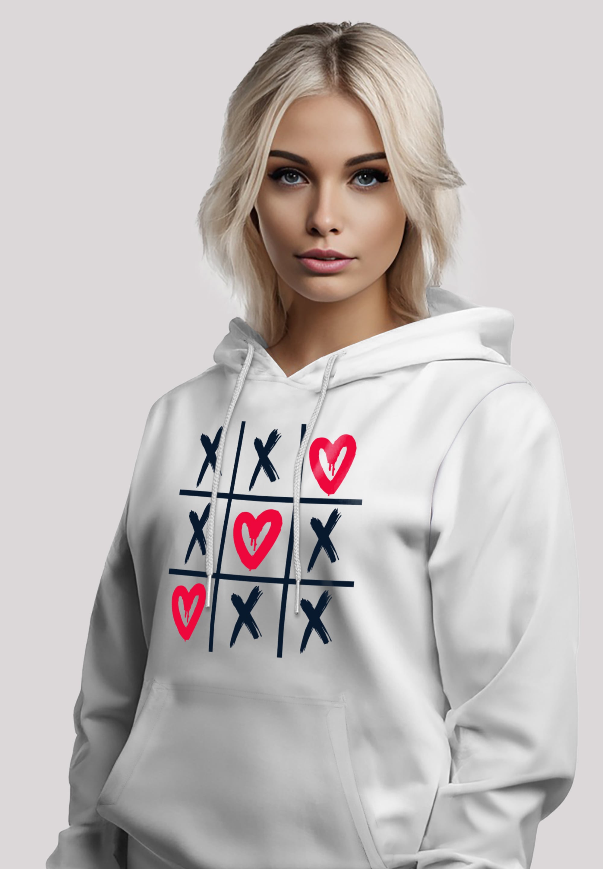 F4NT4STIC Kapuzenpullover »Valentinstag Herz Tic Tac Toe«, Premium Qualität