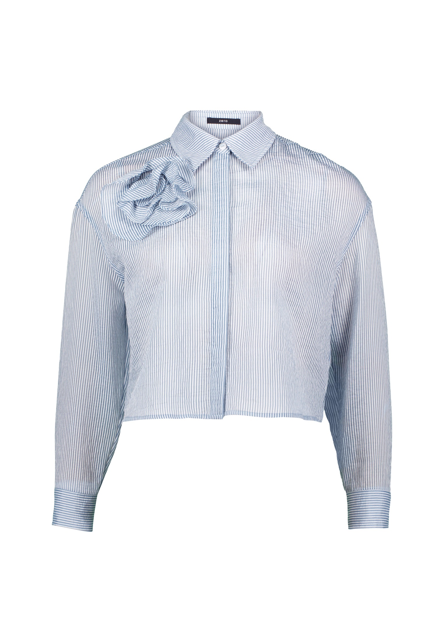 Zero Klassische Bluse "zero Damen Bluse gestreift mit Stoffblume" günstig online kaufen