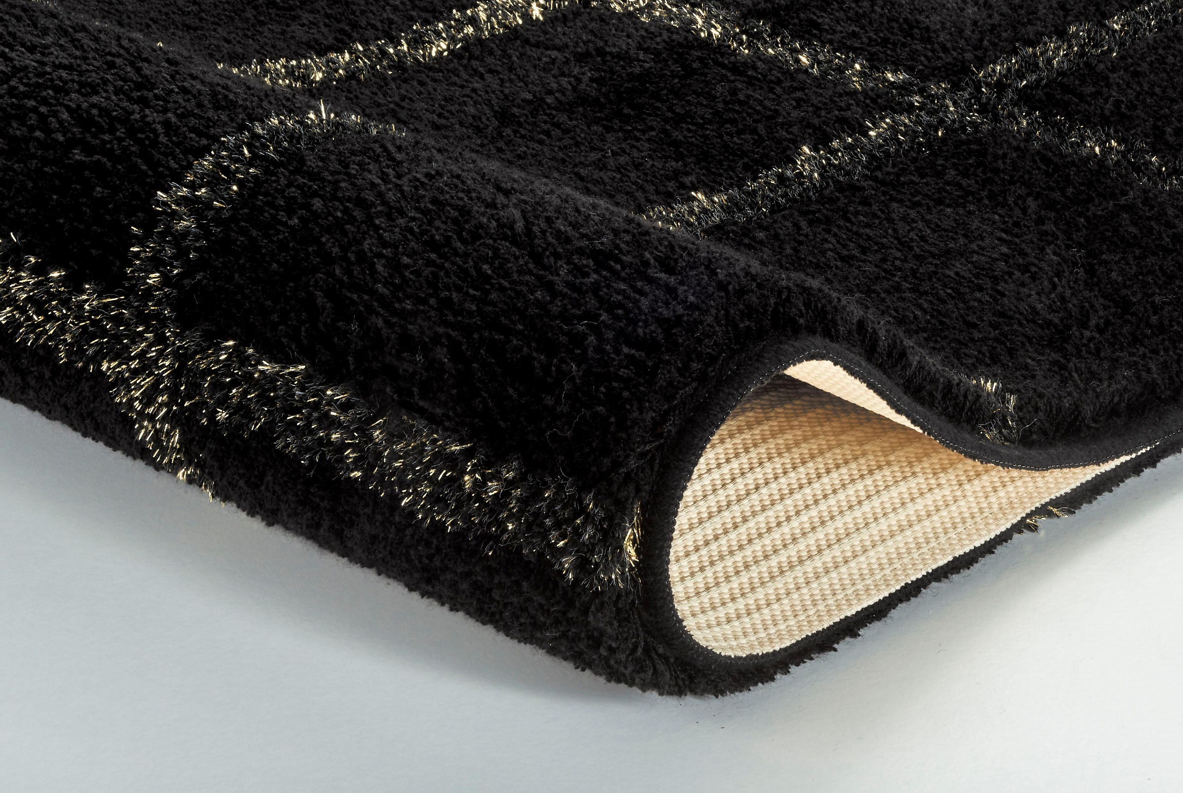 Kleine Wolke Badematte »Grid«, rutschhemmend beschichtet, fußbodenheizungsgeeignet, Badteppich, Karo Muster, mit goldfarbenen Metallfasern, waschbar
