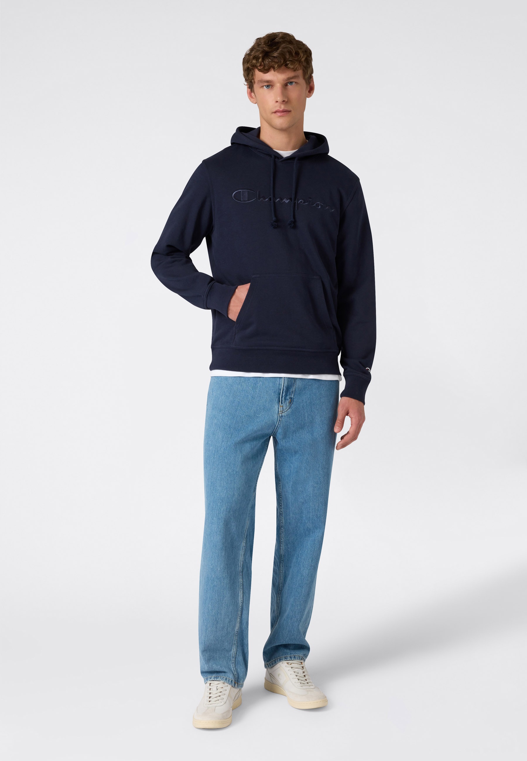 Kapuzensweatshirt CHAMPION "ICONS TONAL Terry Hoodie with Big Logo", Herren, Gr. XXL, nny, Obermaterial: 70% Baumwolle, 30% Polyester, Sweatshirts, für sportliche Aktivitäten, sportlicher Stil, mit Kapuze 3
