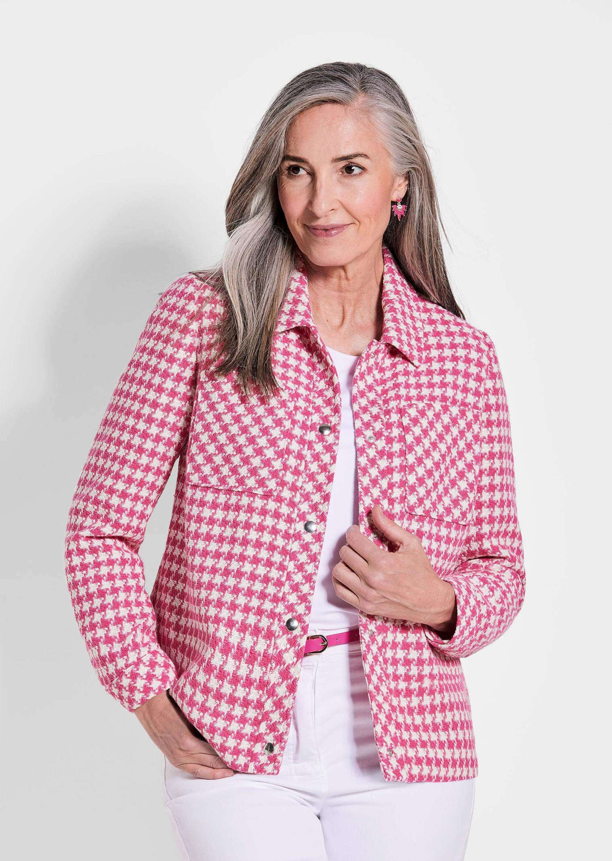 GOLDNER Jackenblazer »Kurzgröße Blazer mit Hahnentrittmuster«