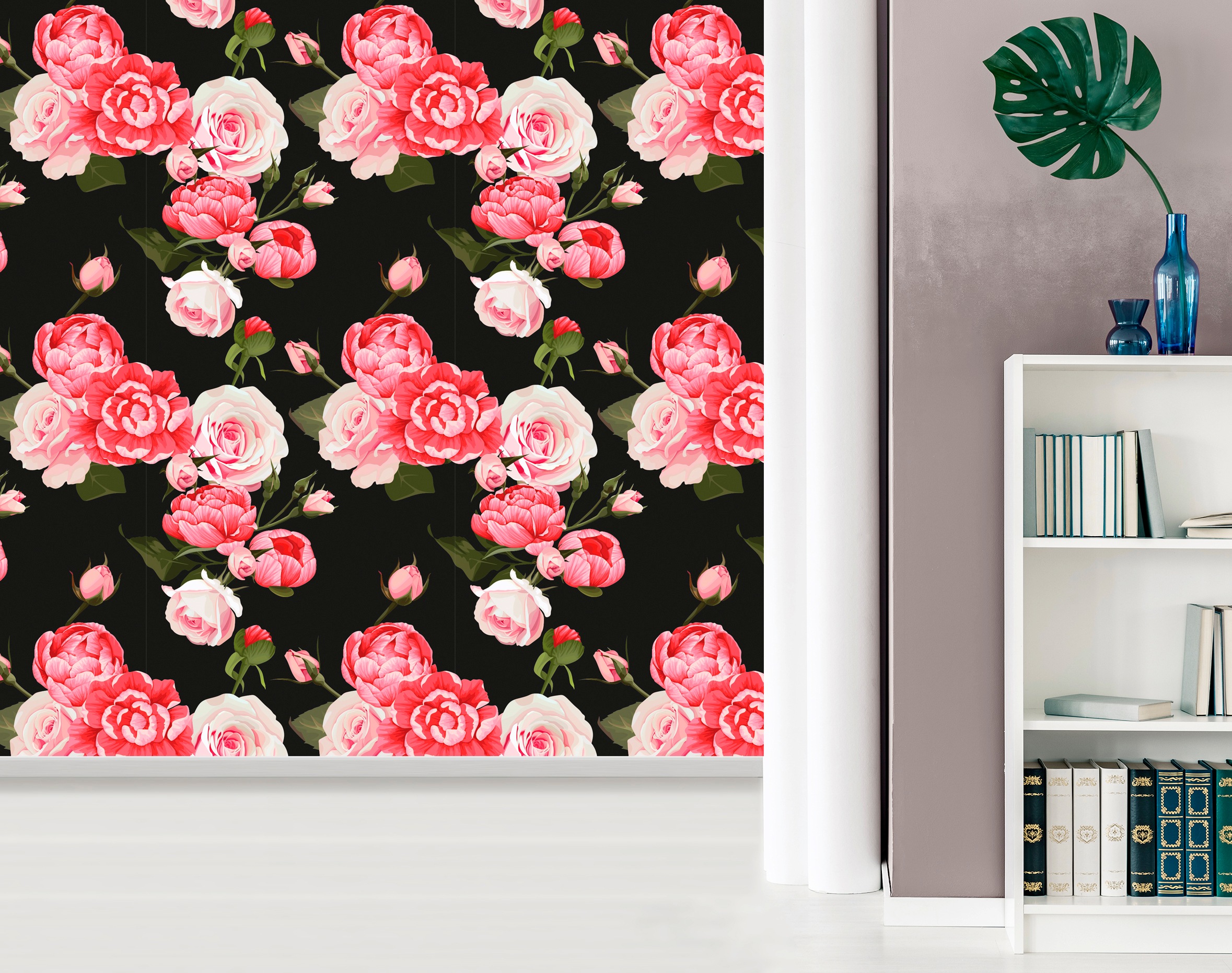 queence Vinyltapete »Magda« Motiv | bedruckt | botanisch | geblümt | gemustert | natürlich glatt 90x250cm, selbstklebend, kinderleichte Anbringung, , Sticker