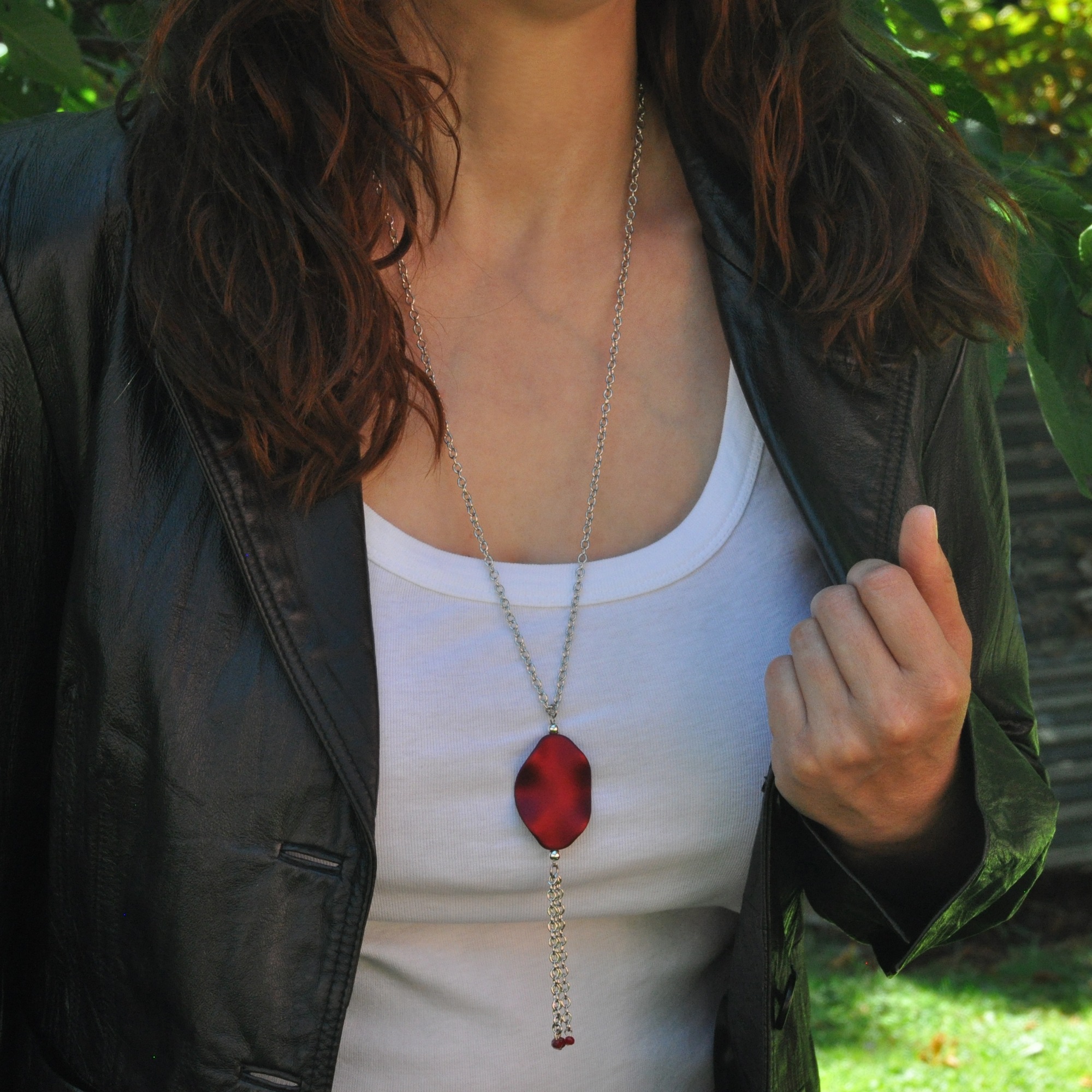 Steuer Paar Ohrstecker »Metall matt Glasstein bordeaux rot«