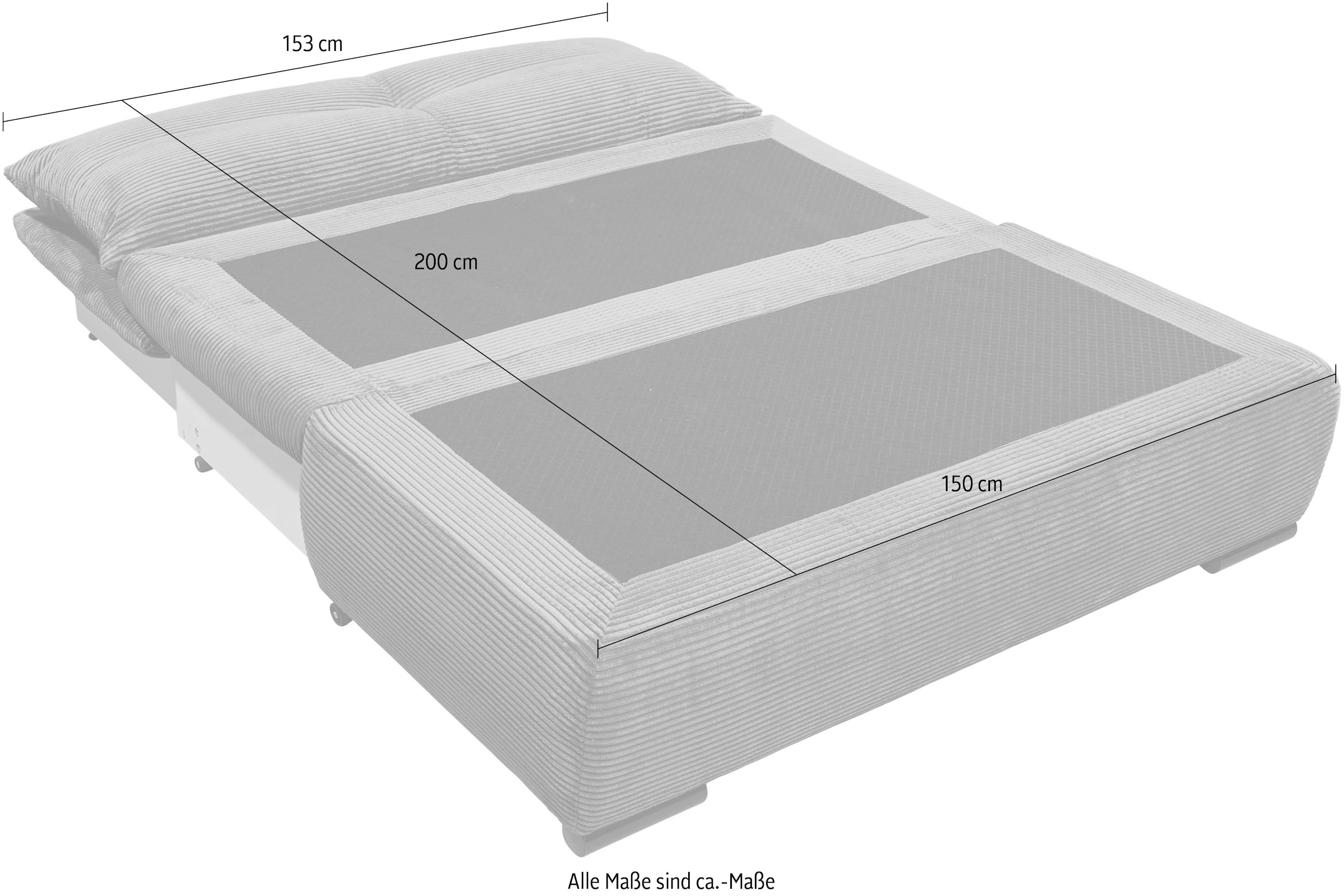 ED EXCITING DESIGN Schlafsofa »Charlie«, frei im Raum stellbar, mit Bettkasten, Schlaffunktion & 1 Rückenkissen