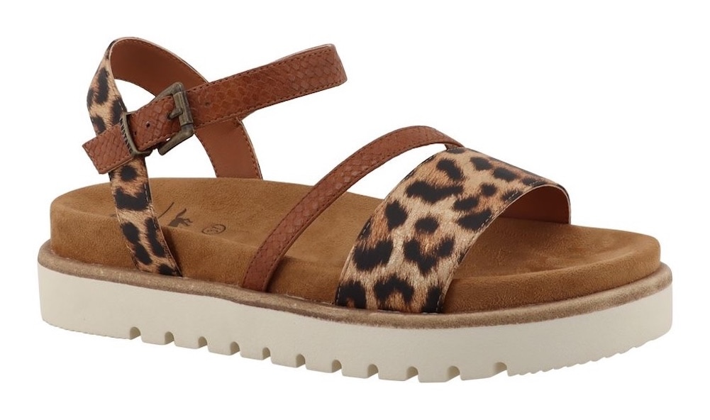 Mustang Shoes Sandale "Malina" Plateausandalette, Sommerschuh, Urlaubsschuh in Leo-Optik